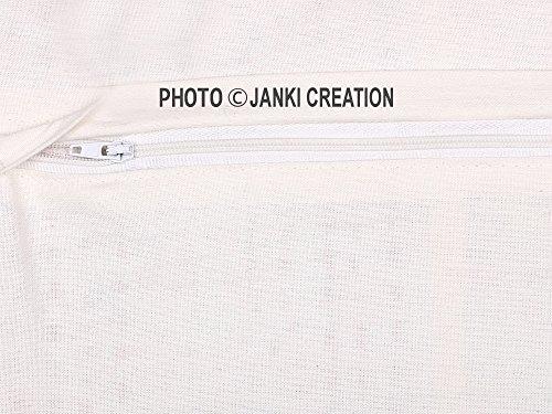 Janki Creation (white) Khanta Sofa Cushion Cover 16 X 16 Inch,Decorative Throw Pillow Cases Cushion Covers,Hippie Sofa Bohemian Pillow Throws Embroidery Cotton Cushion Covers,Living Room Decor Cotton Cushion Cover