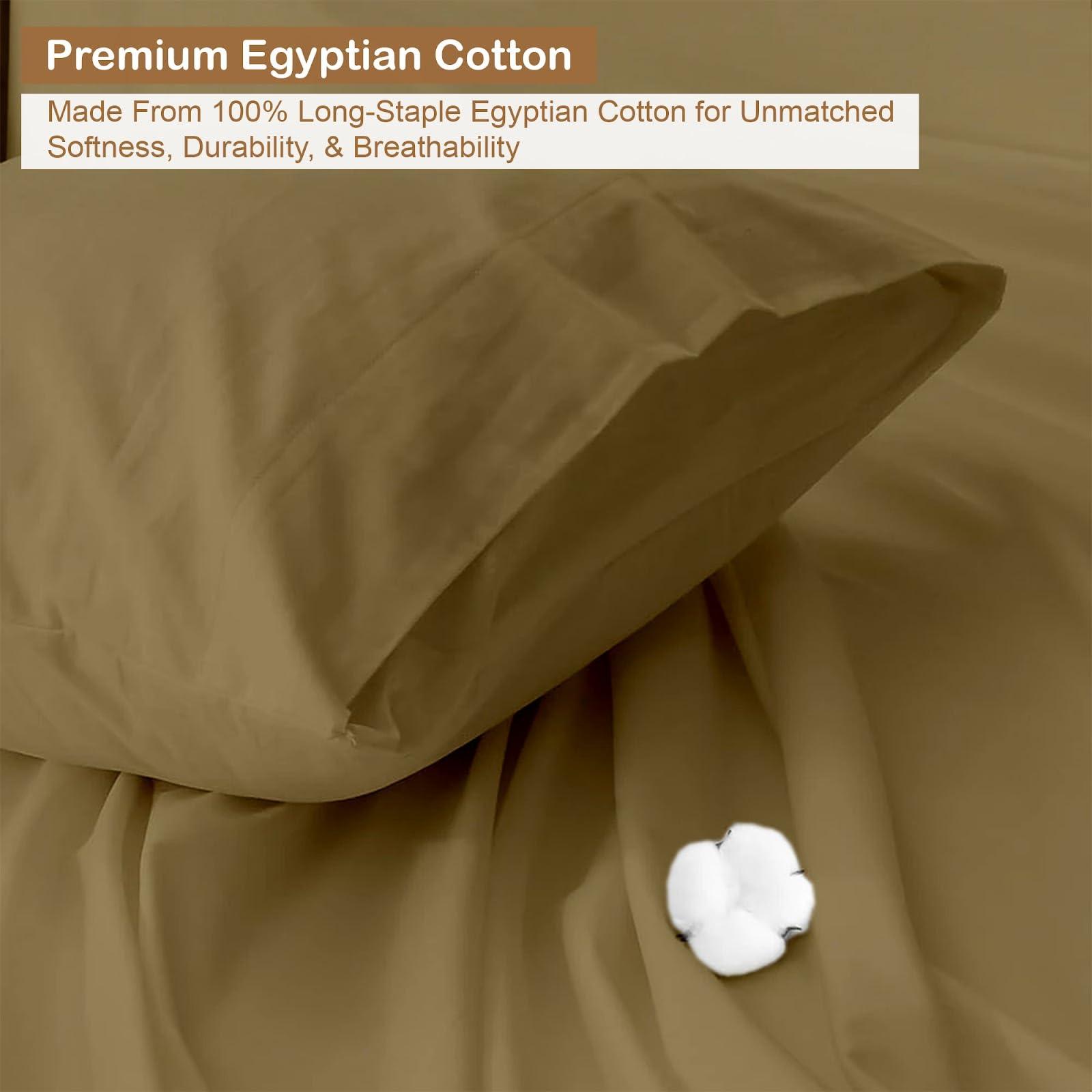 ARlinen Waterbed Sheets Queen Size 600 Thread Count 100% Cotton 21 Inches -Deep Pockets- Attached Waterbed Sheet Set- 4 Piece - Hotel Luxury Bed - Extra Soft -Taupe Solid Bed Sheets -Queen Waterbed Sheet
