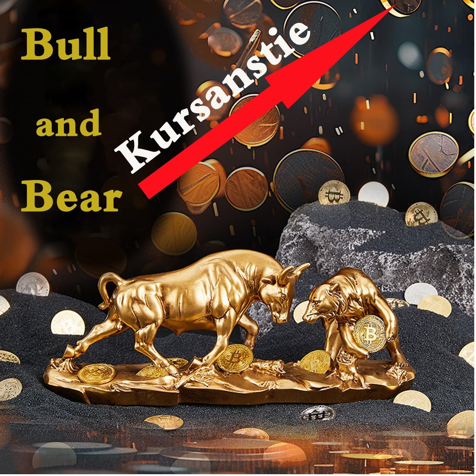 AETVRNI AETVRNI Wall Street Charging Bull and Bear Statue - Resin Sculpture Ideal for Financial Investment Managers and Stock Market Gifts,Rot,11in
