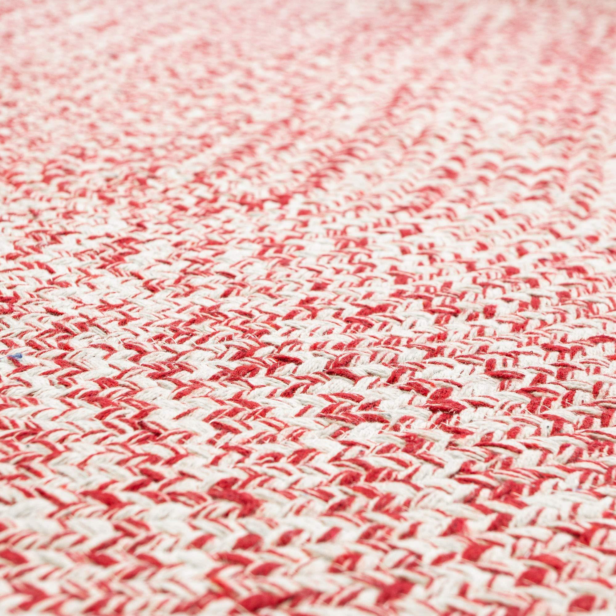 Super Area Rugs Super Area Rugs Farmhouse Braided Rug Cotton Kitchen Reversible Carpet, Red & White, 3' X 5' Oval