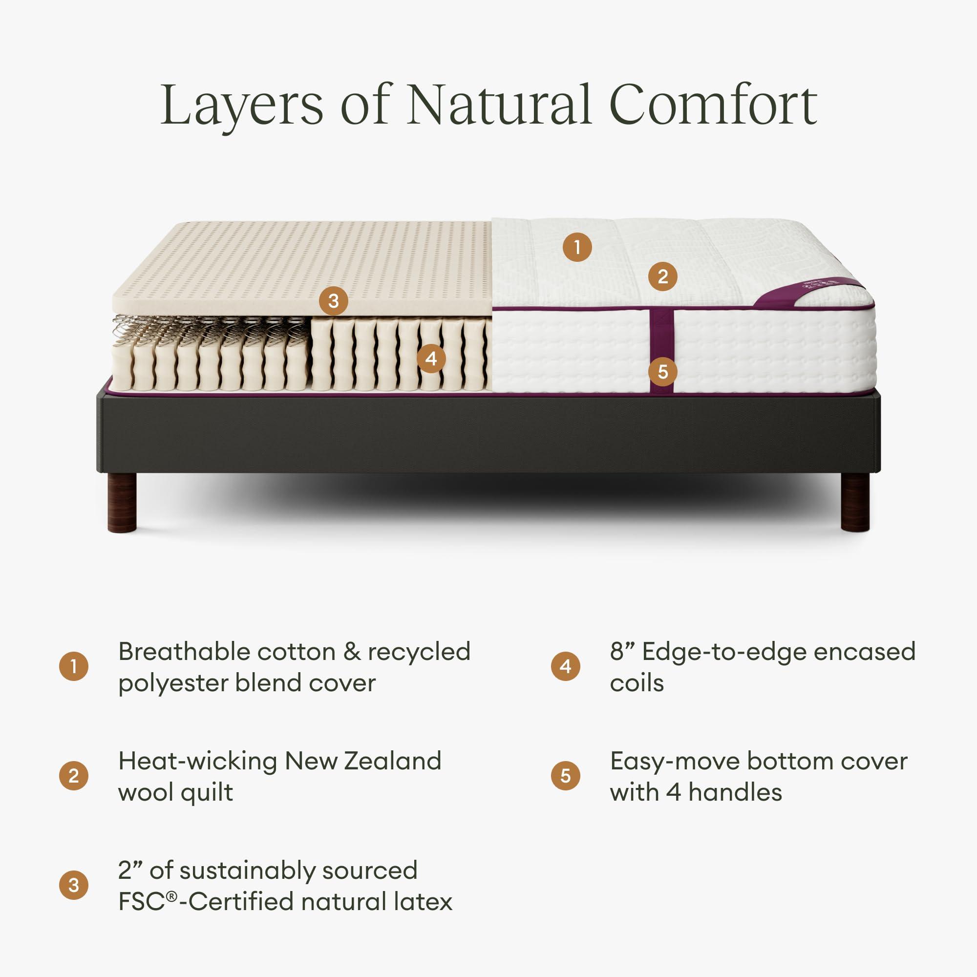 AWARA AWARA Natural Hybrid King Mattress 10 Inch - Certified Natural Latex - Sustainable New Zealand Wool - Steel Springs - 365-Night Trial, White