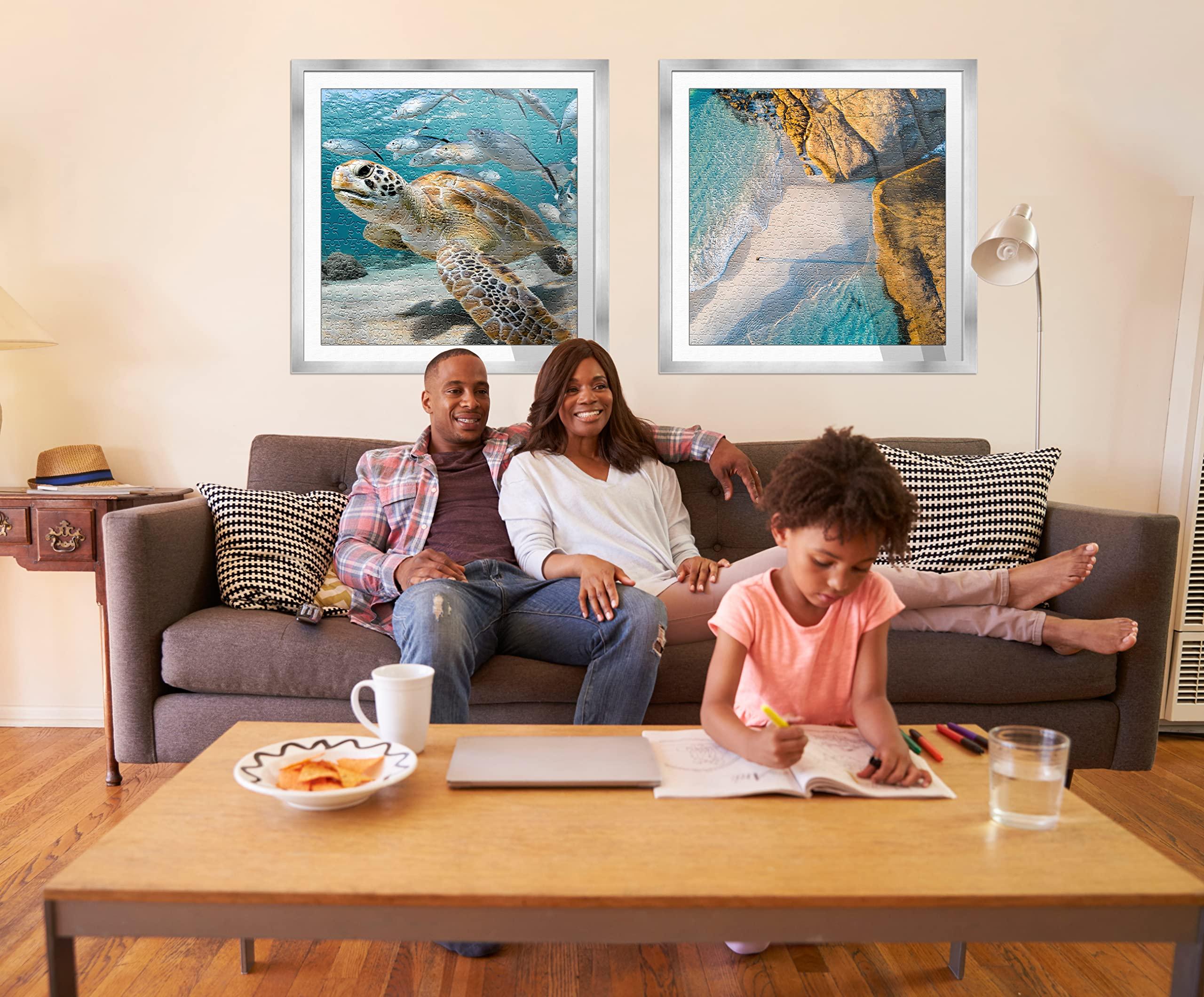 CountryArtHouse CountryArtHouse 20x26 Frame Matted to Display 18x24 Puzzle with Peel & Stick Puzzle Glue Sheets Bronze Gold Wood With Black Photo Mat, Acrylic Plexiglass, Foam Board Backing and Hanging Hardware