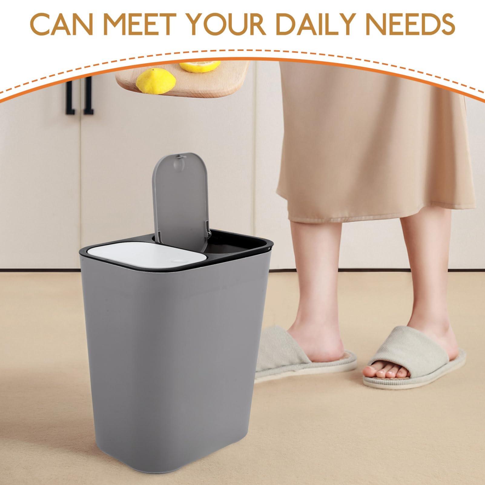 Veemoon Veemoon 15 L Kitchen Trash Can Dual Compartment Recycle Trash Can Open Double Garbage Bin Bucket Dry Wet Classified Wastebasket Rubbish Bin Liter Bin for Office Bathroom Home School Bedroom