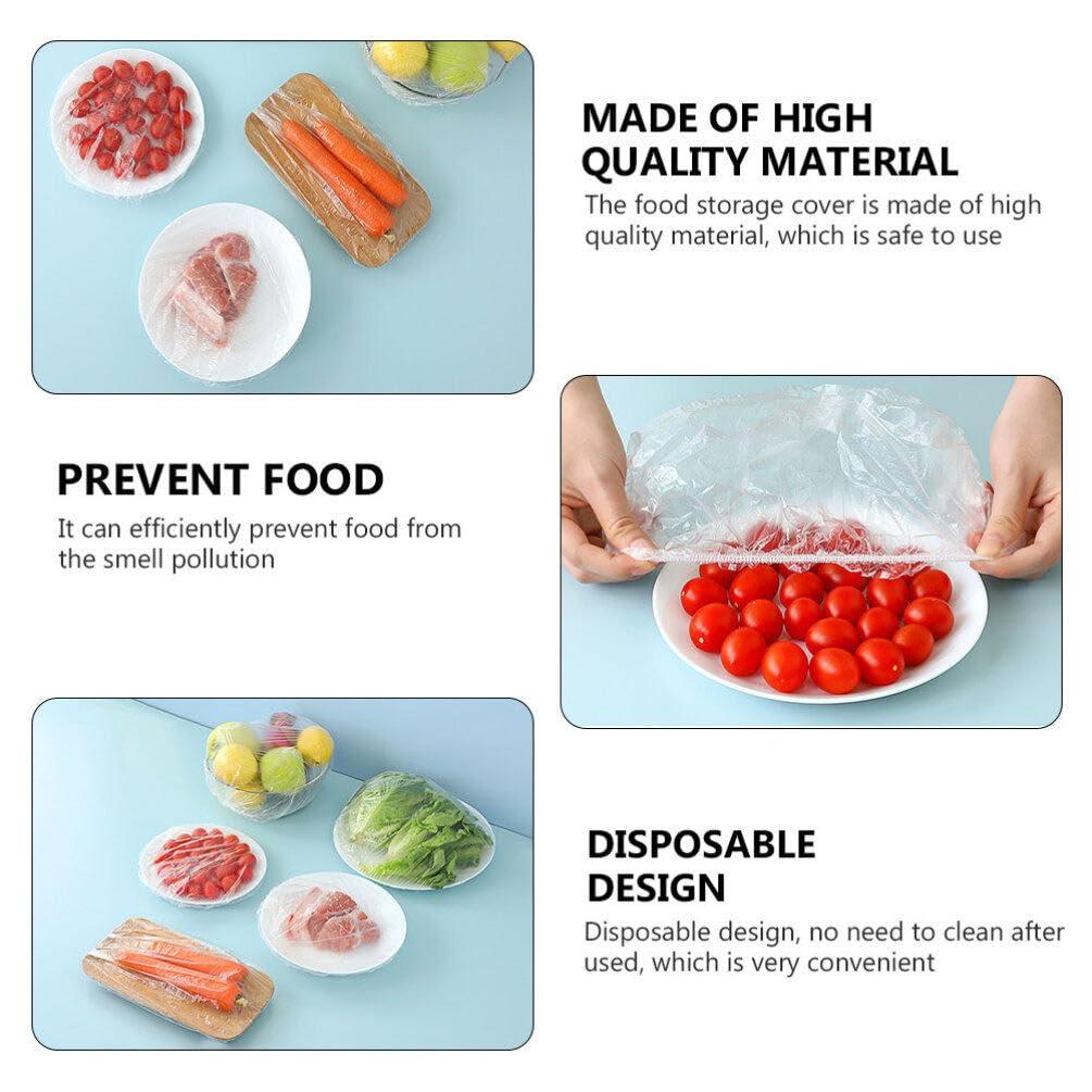 MARURY MARURY Elastic Food Bowl Covers 200pcs Plastic Food Cover Disposable Kitchen Food Storage Covers Plastic Cover Kitchen Plastic Wrap for Bowls Pots Cookware Food Dish Cap