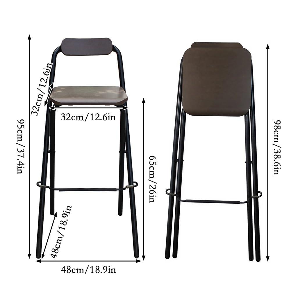 SOYDAN 26Inch Heavy Duty Wooden Folding Counter Stool, Modern Bar Stool with Backrest, Metal Frame, Capacity 150KG/330Lb, High Chair for Home, Outdoor, Kitchen (Size : 1Pc)