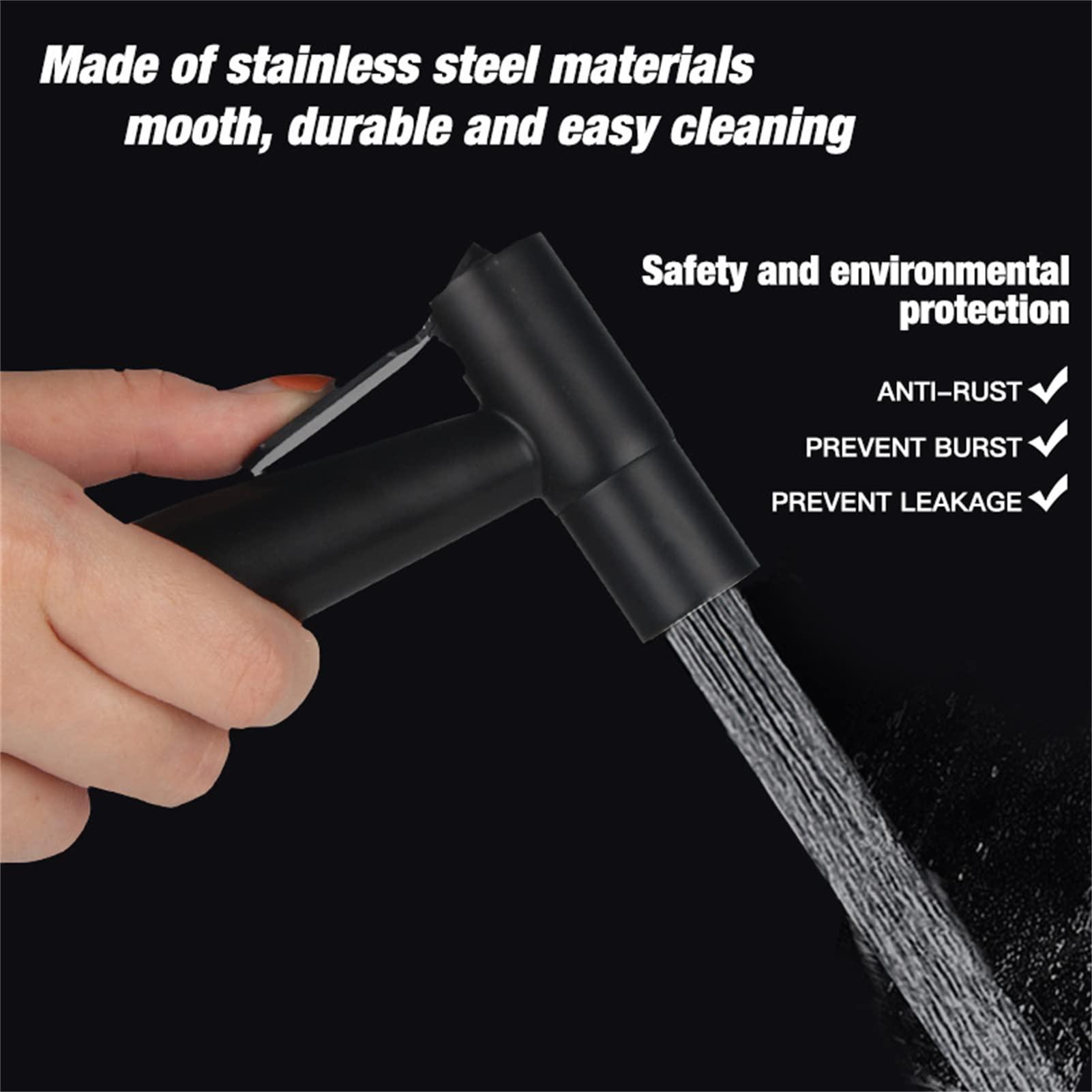 YEAHSO Bidet Sprayer for Toilet, Handheld Sprayer Kit, Stainless Steel Bathroom Cloth Diaper Faucet Fixture,Brushed (Color : Black)