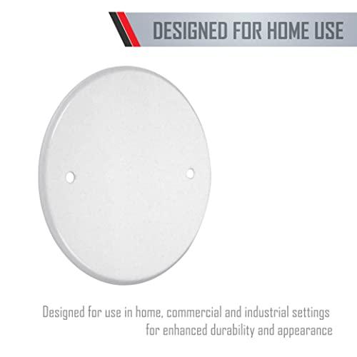 TayMac TayMac LPB3400 Flat Round Blank Plate Metallic 5 4-Inch. Box Mount, White Finish