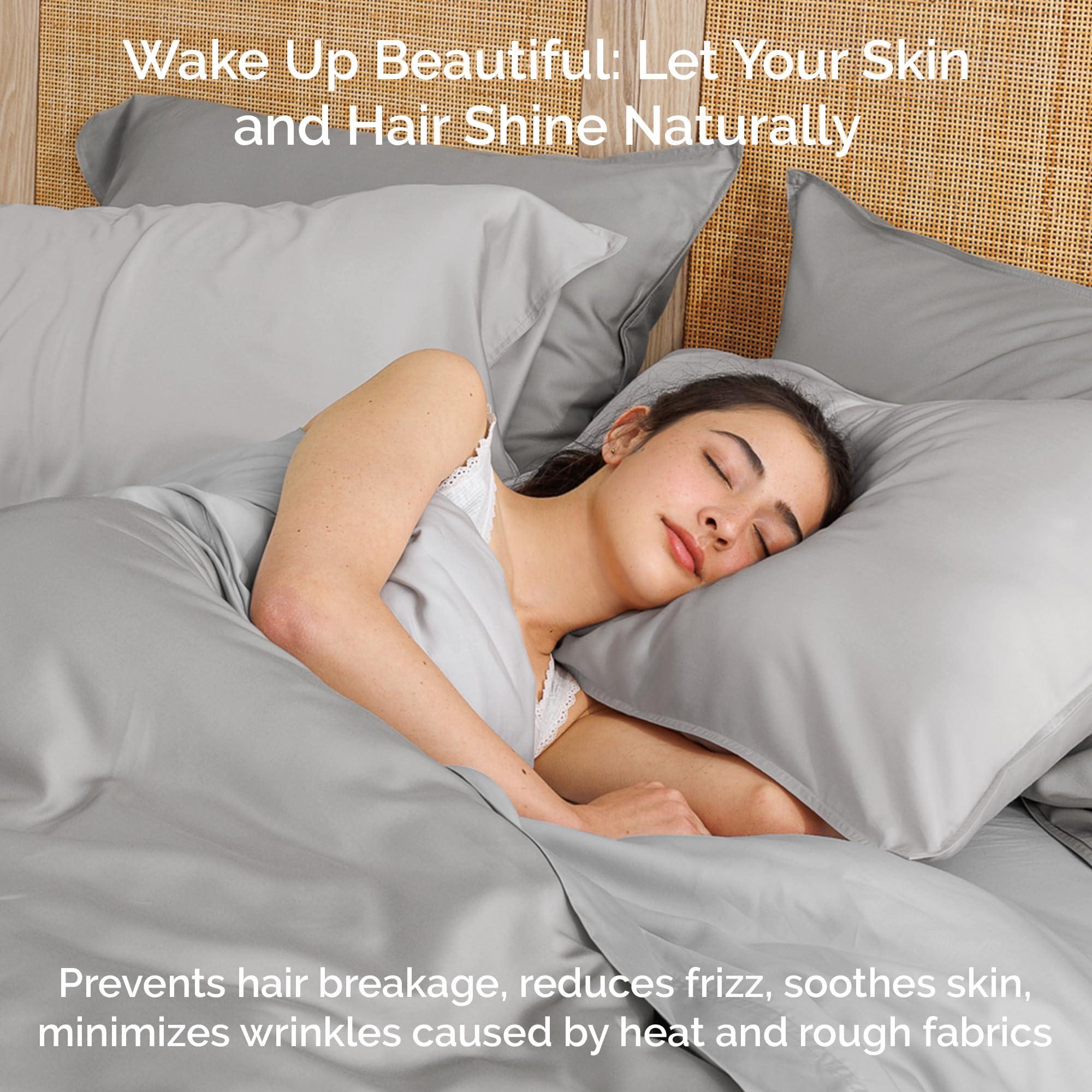 Bamtek Bamtek 100% Viscose from Bamboo Sheets California King Size, Super Soft Bedding Set, 4PC Cooling Sheets for Hot Sleepers, Vegan Silk Moisture Wicking, Organically Grown Bedsheet, Grey Mist (72x84x17)