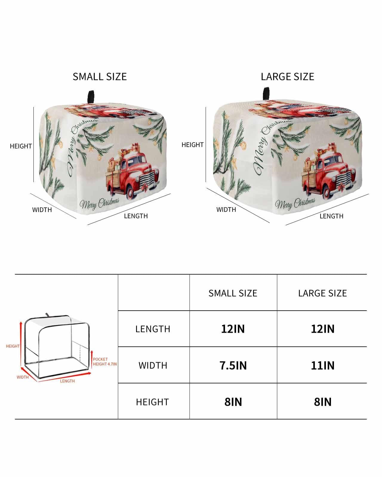Jolunifun Toaster Cover 4 Slice Red Truck Xmas Ball Star Snowy Pine Leaves Small Appliance Cover Toaster Dustproof Fingerprint Protectors Machine Washable,Thanksgiving Kitchen Decor Accessories