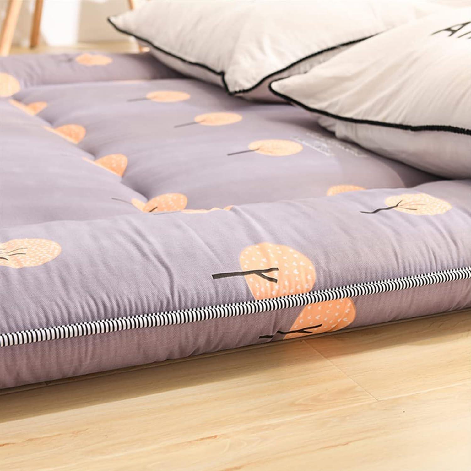 Generic Japanese Style Roll Up Mattress, Thick Floor Futon Mattress Double Foldable,Single/Double Sleeping Pad for Dormitory Bedroom,Folding Mattress Sofa Bed,Purple,King/180x200cm