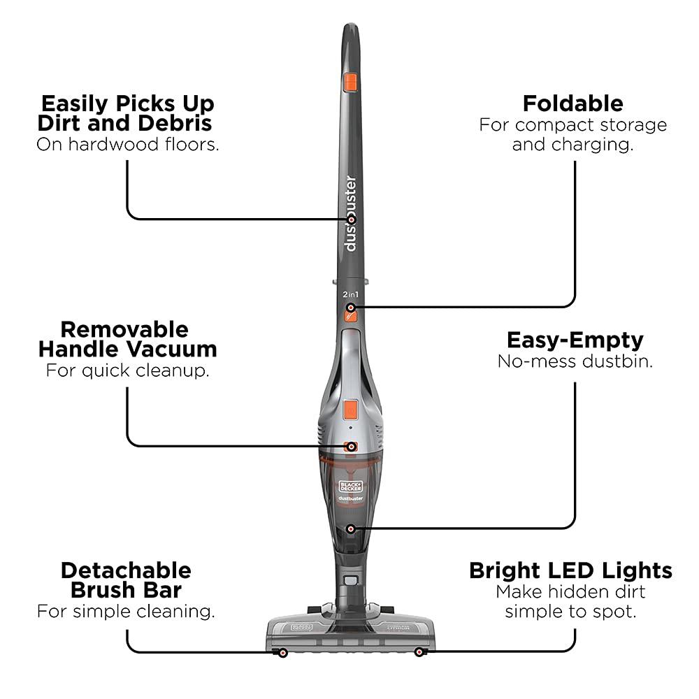 BLACK + DECKER BLACK + DECKER Powerseries Cordless Stick Vacuum Cleaner & Hand Vac, 2-in-1, Titanium Gray (HSVB420J)