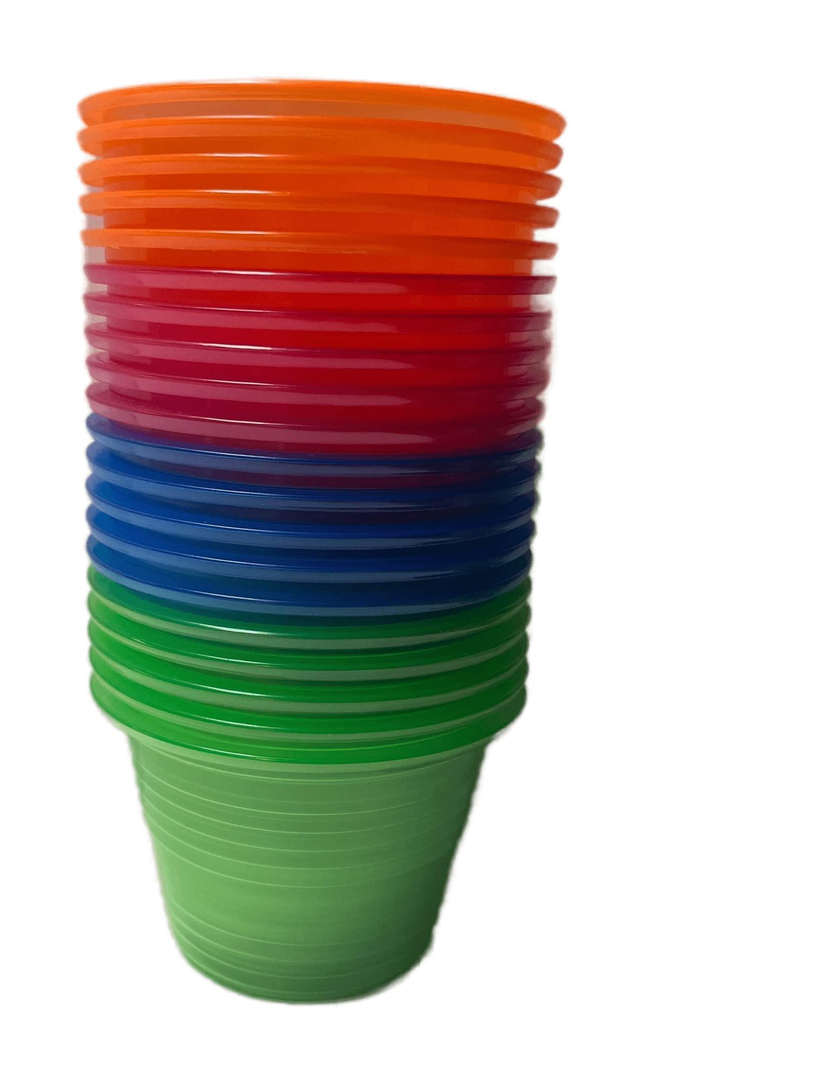 Clear Lake Plastic Power Bomber Shot Cups or Jager Blaster Bomb Glasses (Package of 120, Assorted Neon - Soft Plastic)