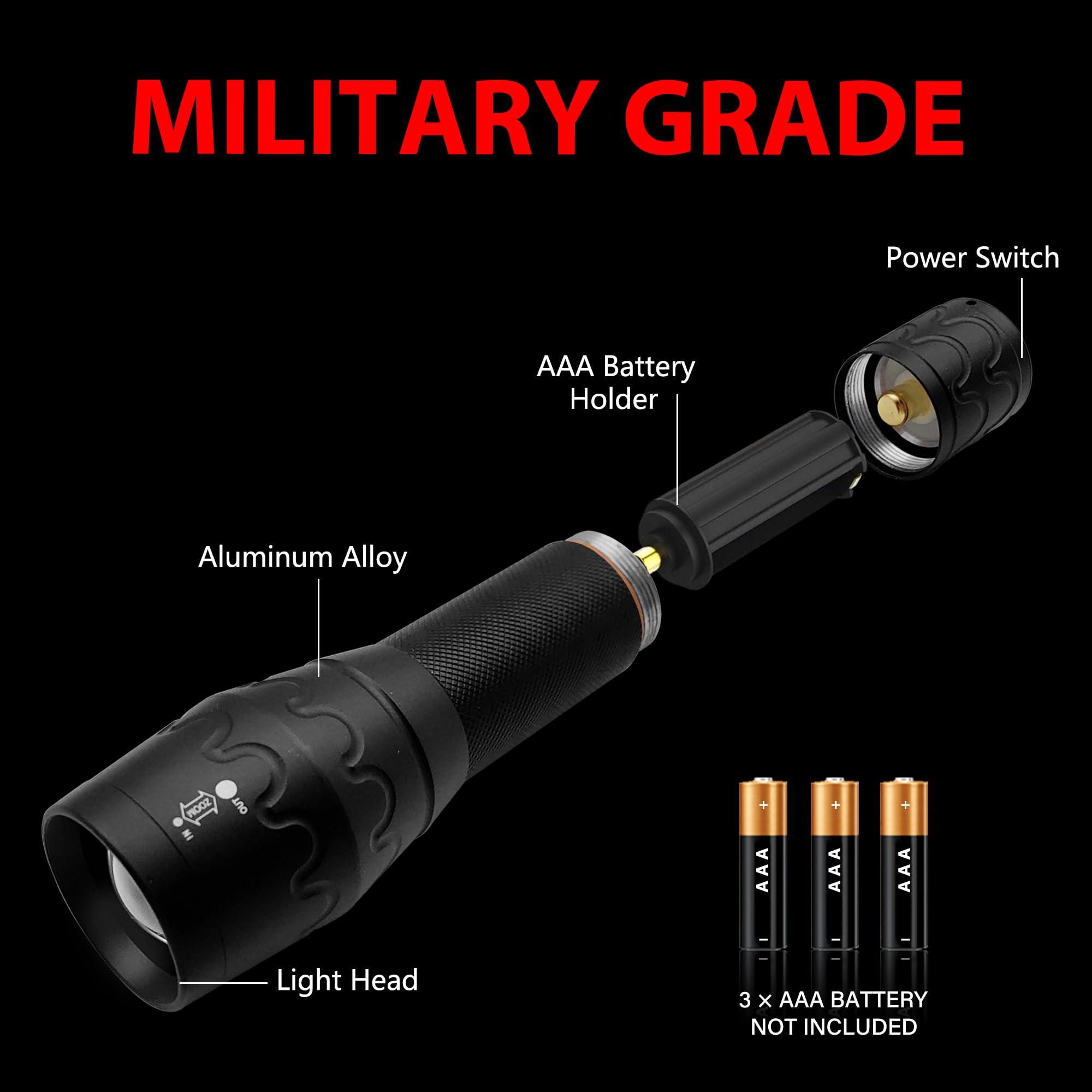TotaLohan TotaLohan Military Grade Single Mode 3000 Lumens Tactical LED Waterproof Handheld Flashlight,2-Pack