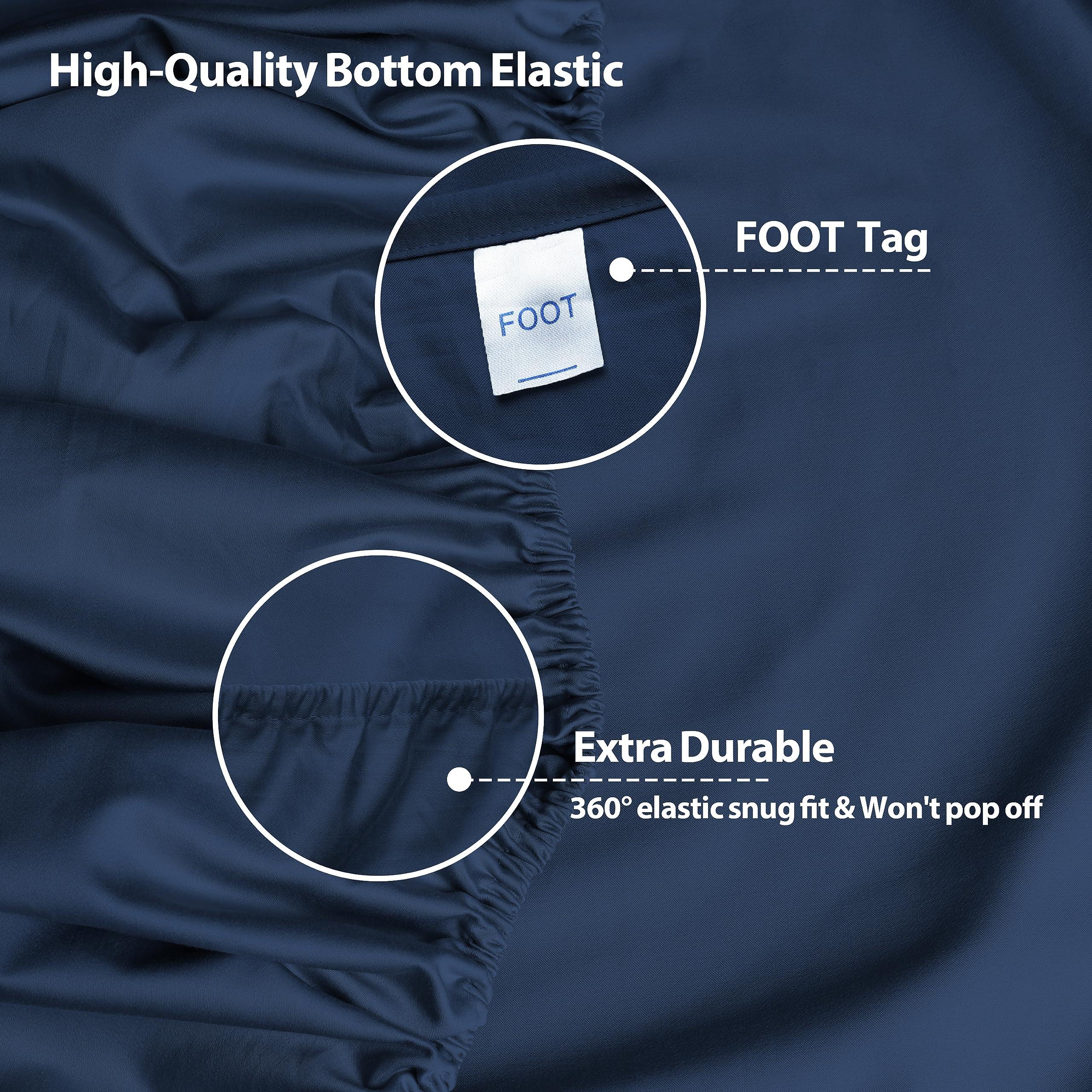 Shunjie.Home California King Size Fitted Sheet Only Navy Blue, 100% Egyptian Cotton 600 Thread Count, 16\" Deep Pocket Premium Cotton Mattress Sheet (1 Bottom Sheet Only)