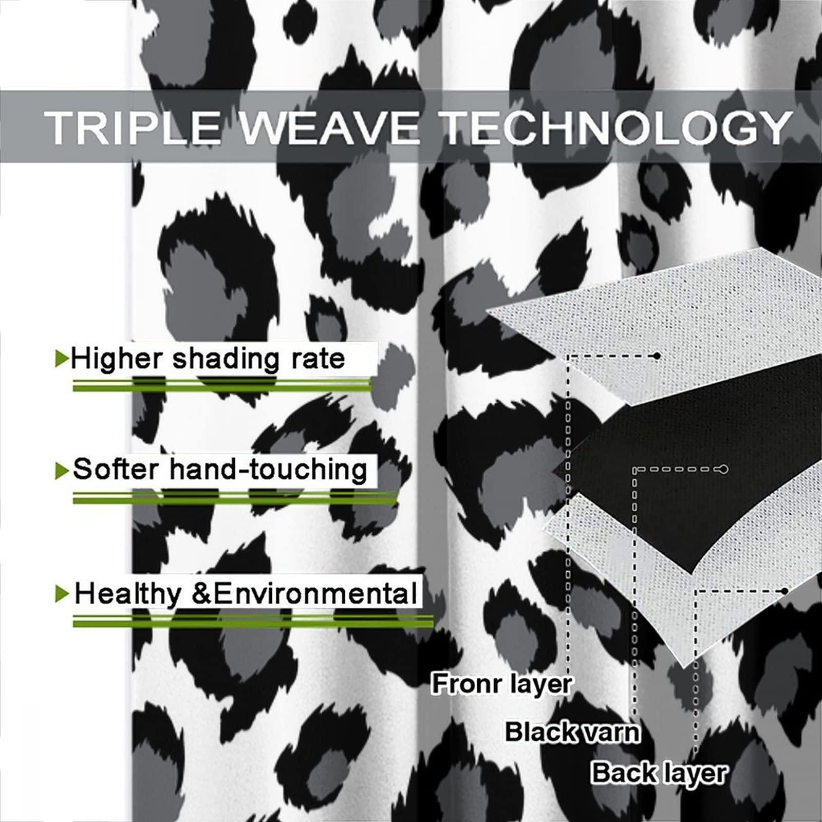 BAEKJIN Animal Skin Curtains for Kitchen Black White Leopard Print Modern Simple Geometric Art Printed Living Room Bedroom Window Drapes 42x45in