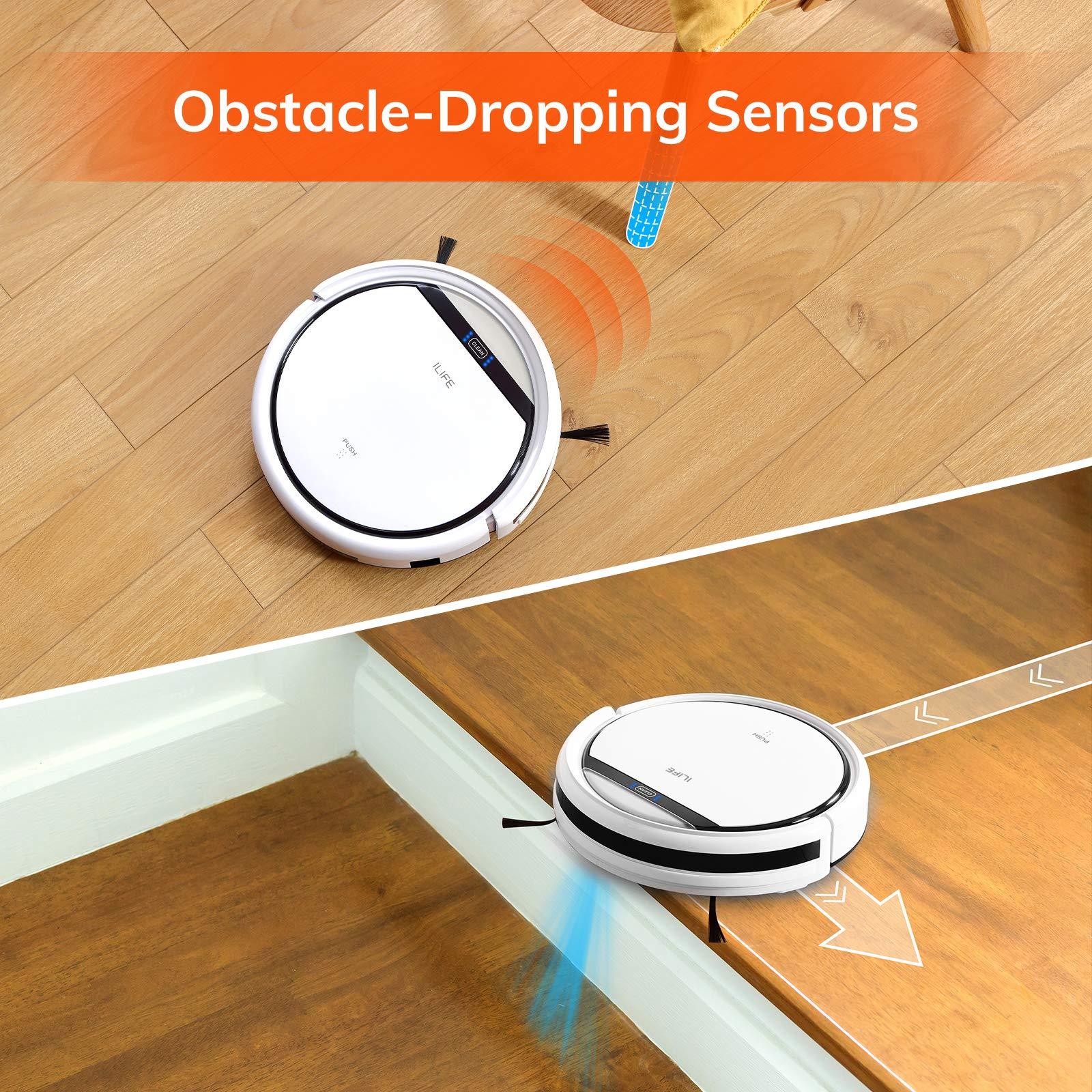 ILIFE ILIFE V3s Pro Robot Vacuum Cleaner, Tangle-free Suction , Slim, Automatic Self-Charging Robotic Vacuum Cleaner, Daily Schedule Cleaning, Ideal For Pet HairHard Floor and Low Pile Carpet,Pearl White