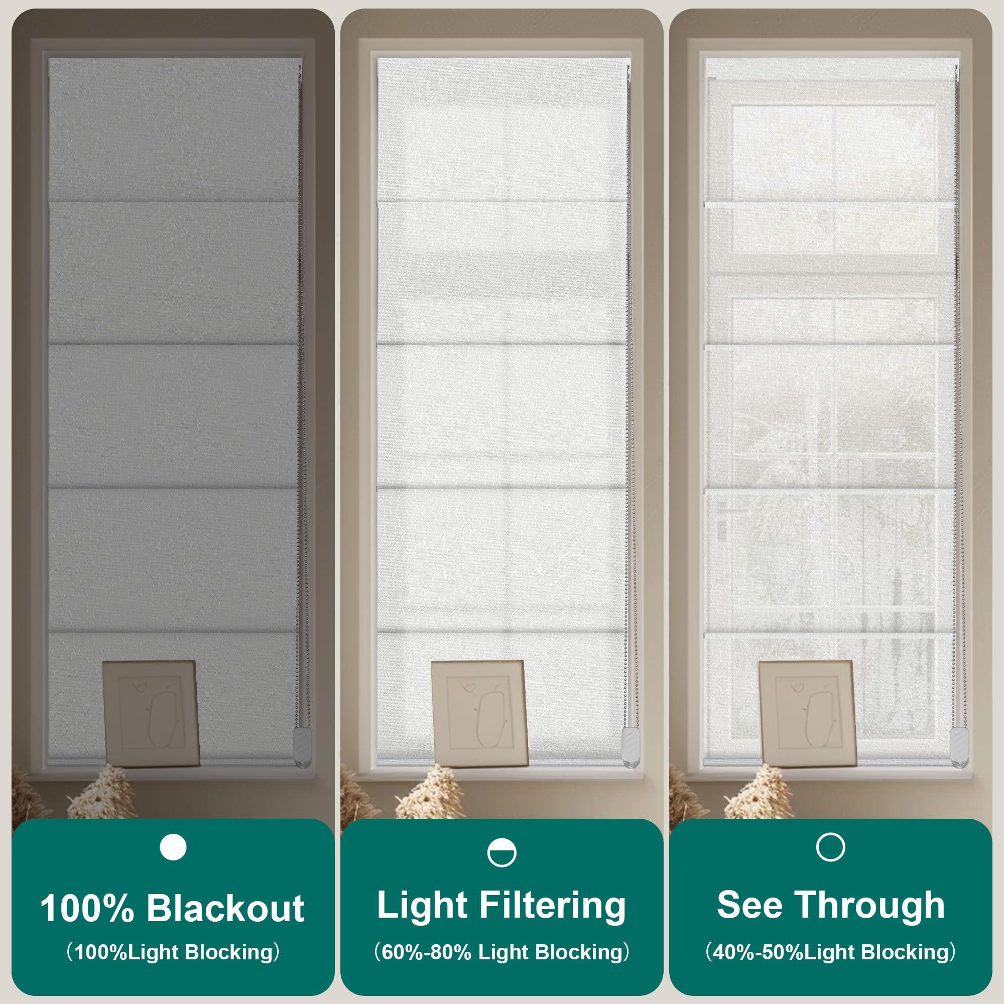 BERISSA BERISSA Roman Shades for Windows, Blackout Roman Blinds,Room Darkening Thermal Insulated Window Shades for Home Living Room Bedroom,Linen Beige,34" W x 90" H