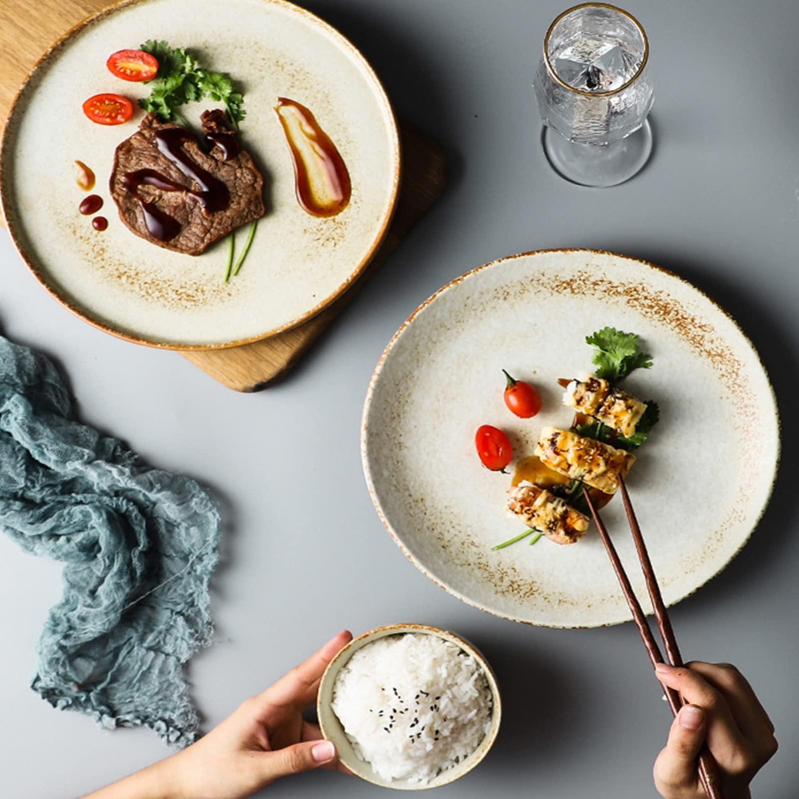 Brigtviee 60-Piece Dinnerware Set, Service for 8, Porcelain Dinnerware Sets, Kitchen Ceramics Plates and Bowls Sets, Dinner Set, Dishes Set, Tableware Set, Microwave and Dishwasher Safe