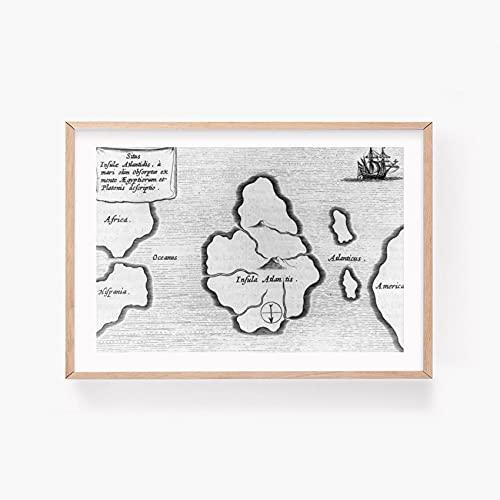 Historic Photos 1665 Photo Map showing "Insula Atlantis", the lost continent of Atlantis