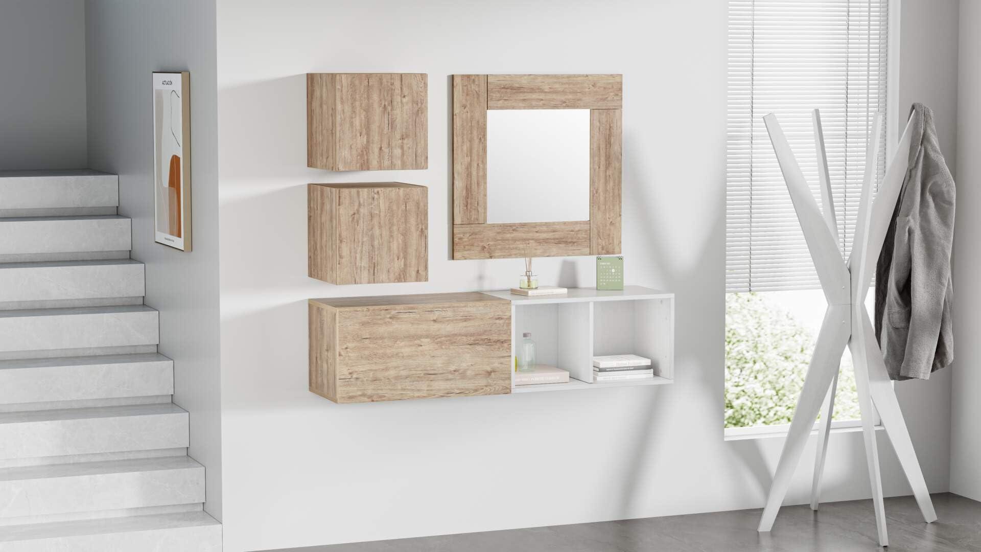 Mobili Fiver Mobili Fiver, Coat stand, Emma Ashwood White, 31.5" x 31.5" x 67.1 ", Melamine-finished, Coat Rack for Bedroom, Corridor, Entrance, Italian Furniture