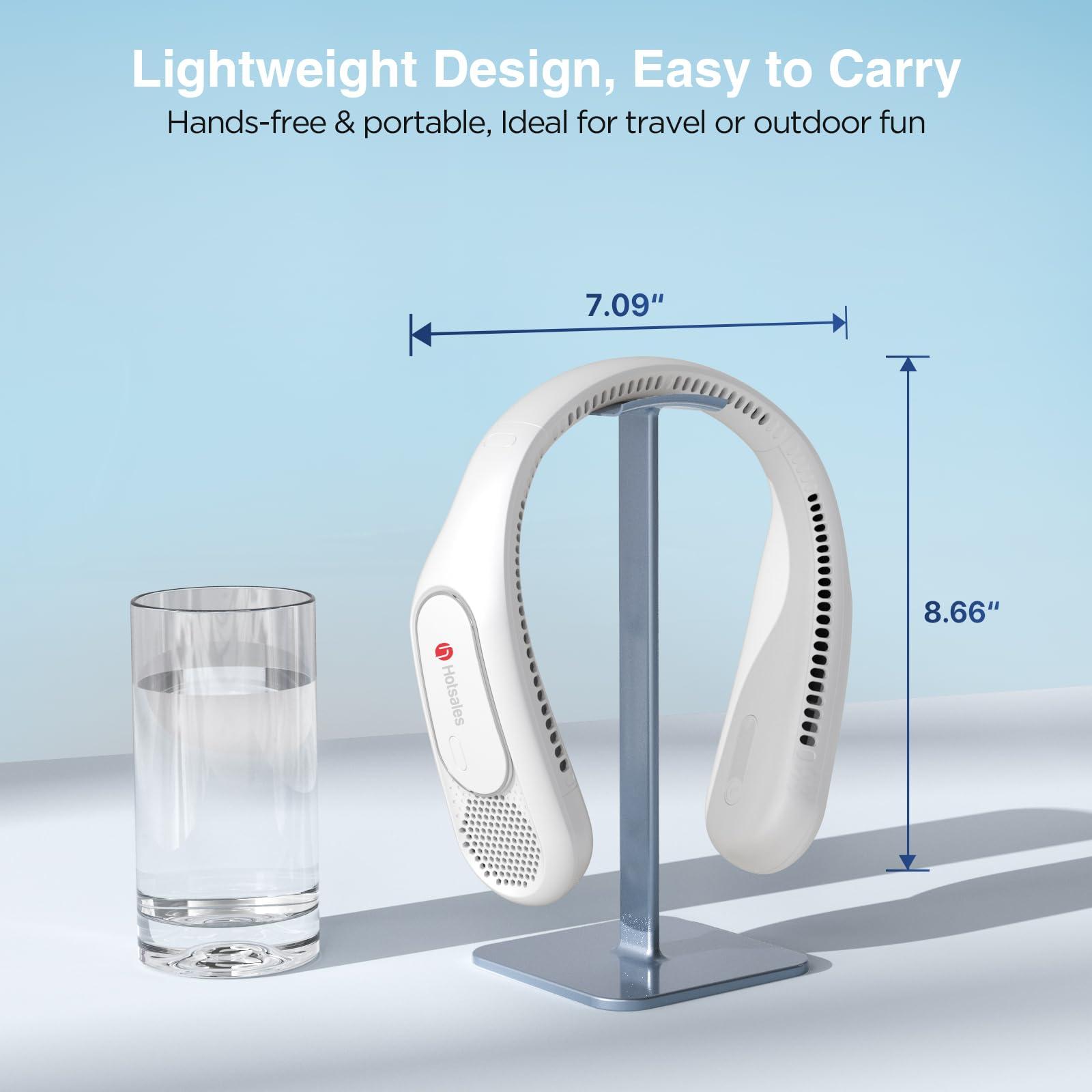 Hotsales Hotsales Neck Fan, Hands Free Bladeless Neck Fans Portable Rechargeable, 6000 mAh Battery Operated Wearable Personal Fan, Cooling Neck Fan, 3 Speeds, USB Fan Gifts for Men, Women, Travel, Outdoor