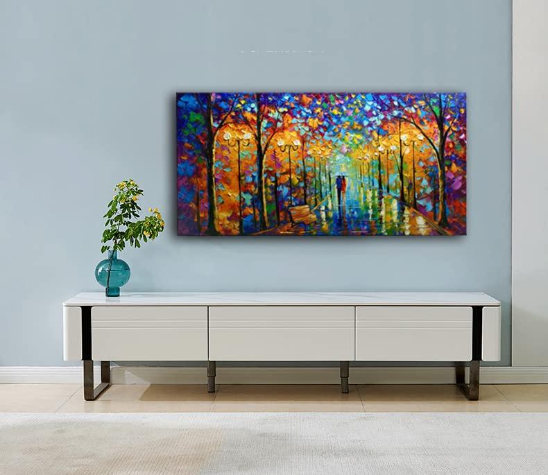 Tyed Art Tyed Art- Contemporary Art Landscape Oil Painting On Canvas Abstract Textured Tree Painting hand-painted acrylic frame wall art modern canvas painting 24x48inch
