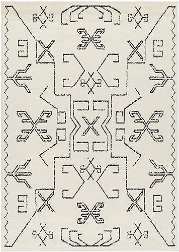 MARK & DAY Mark&Day Area Rugs, 6x9 Kiara Global Off-White/Black Area Rug, Off-White Black Carpet for Living Room, Bedroom or Kitchen (6'7" x 9')