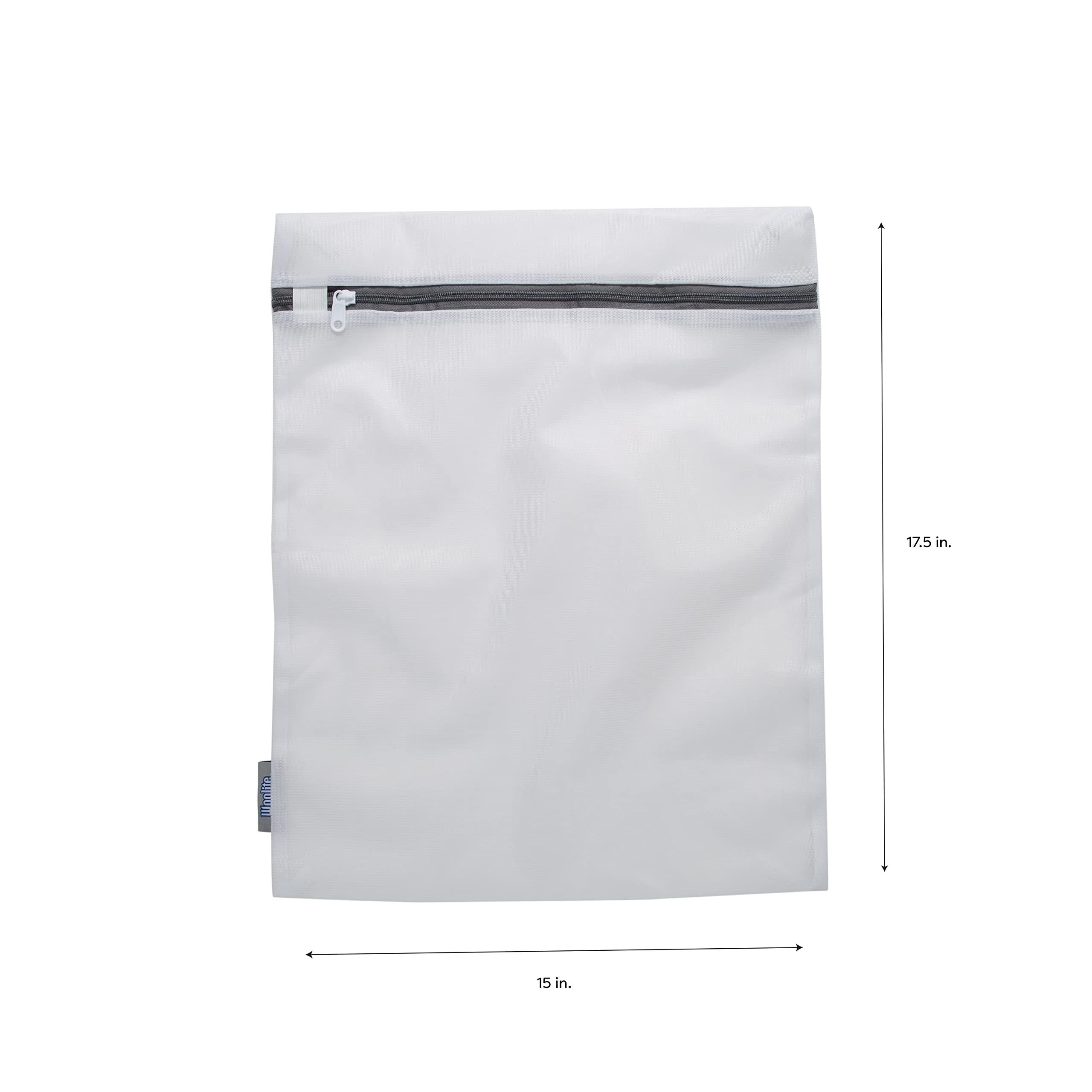 Woolite Laundry 360 2 Pack Large Mesh Wash Bag | Laundry | Washing Machine | Zipper Closure | Prevents Pulling and Tearing | Clothes | Garments | Delicates | Socks | White