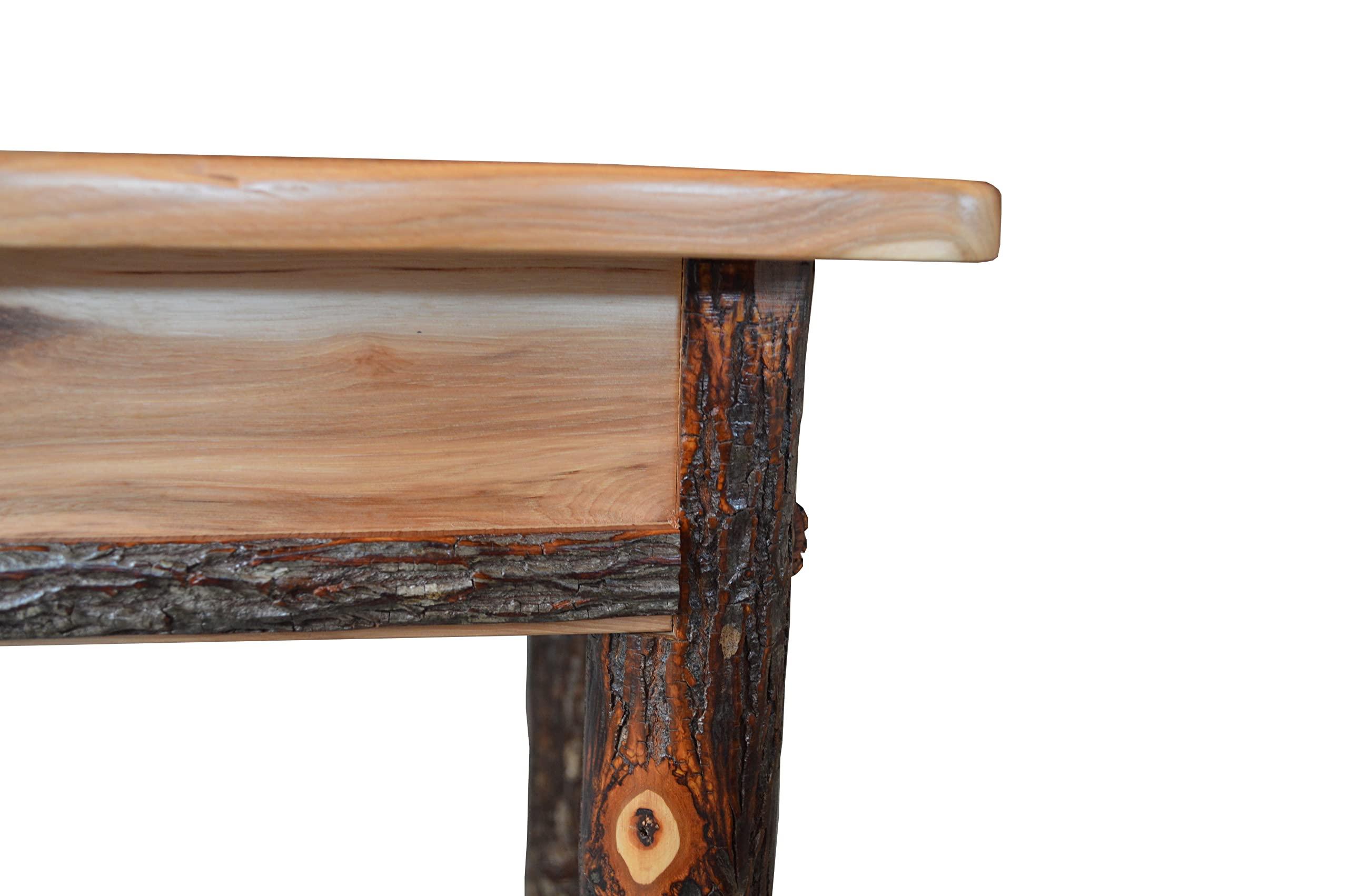 Shoofly Amish Furniture Amish-Made 60 Inch Rectangle Rustic Hickory Wood Dining Table