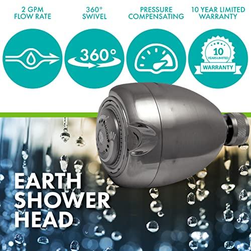 Niagara Conservation Niagara Conservation N2920BN Earth Spa 3-Spray with 2 GPM 2.7-in. Wall Mount Adjustable Fixed Shower Head in Brushed Nickel, 1-Pack | Bathroom Shower Head Sprayer with Pressure Compensation Technology