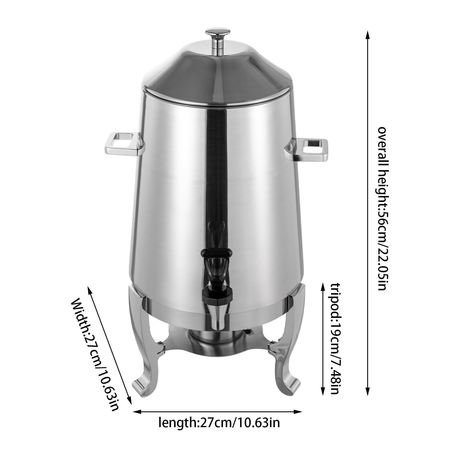 WOQLIBE 3.5 Gallon Hot Beverage Dispenser, Stainless Steel Insulated Beverage Dispenser w/Spigot & Electric Heating Board for Party Home Hotel Restaurant (Silver)