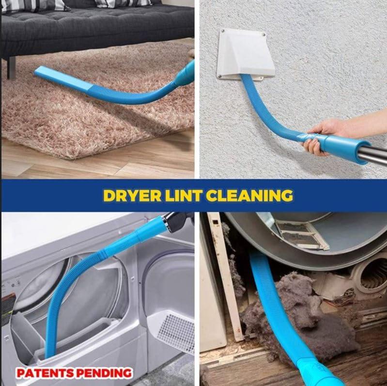 Holikme Holikme 2 Pieces Dryer Vent Cleaner Kit, Dryer Lint Vacuum Attachment and Flexible Dryer Lint Brush, Vacuum Hose Attachment Brush, Blue
