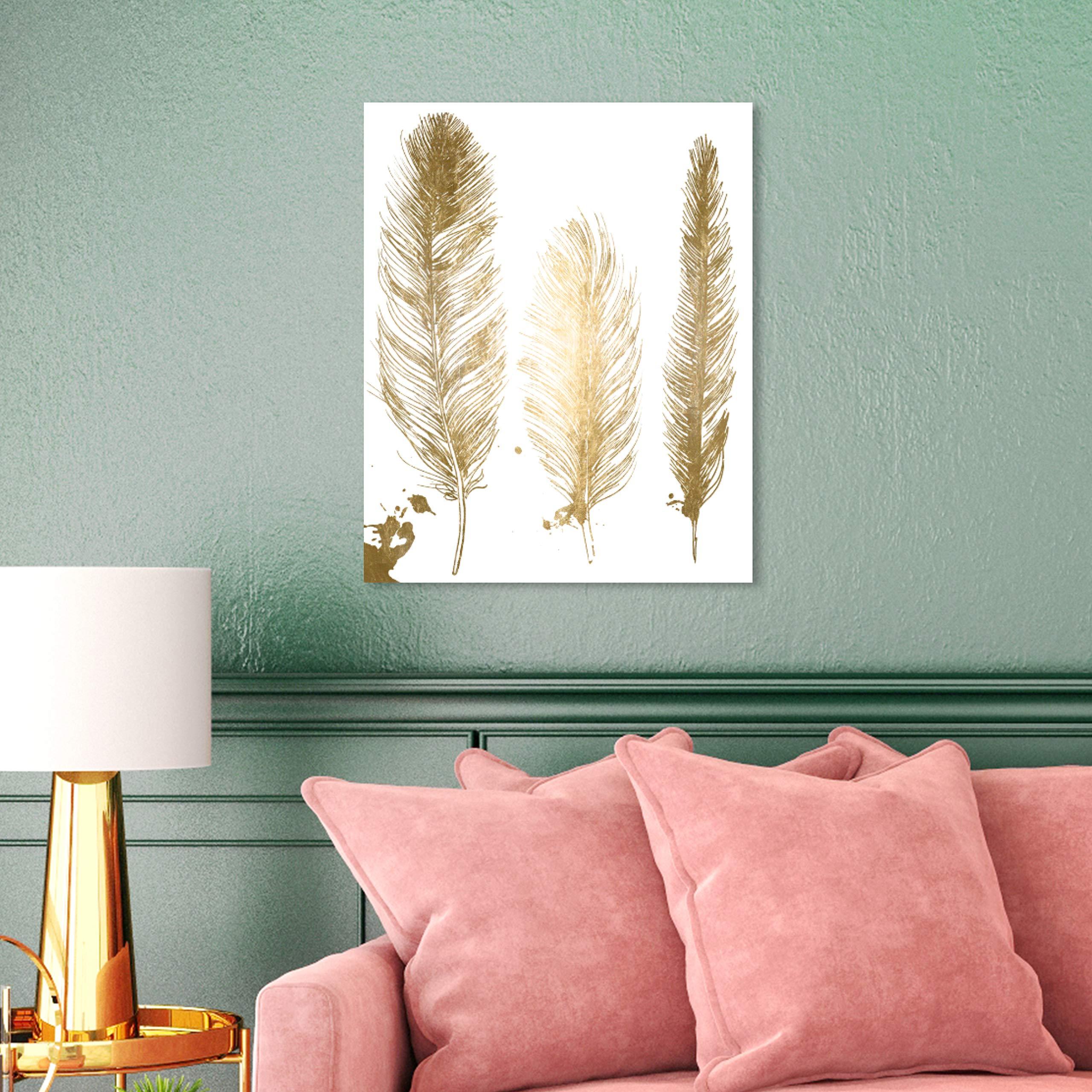 The Oliver Gal Artist Co. The Oliver Gal Artist Co. Fashion and Glam Wall Art Canvas Prints Feathers Foil\' Home Dcor, 16\" x 24\", Gold, White