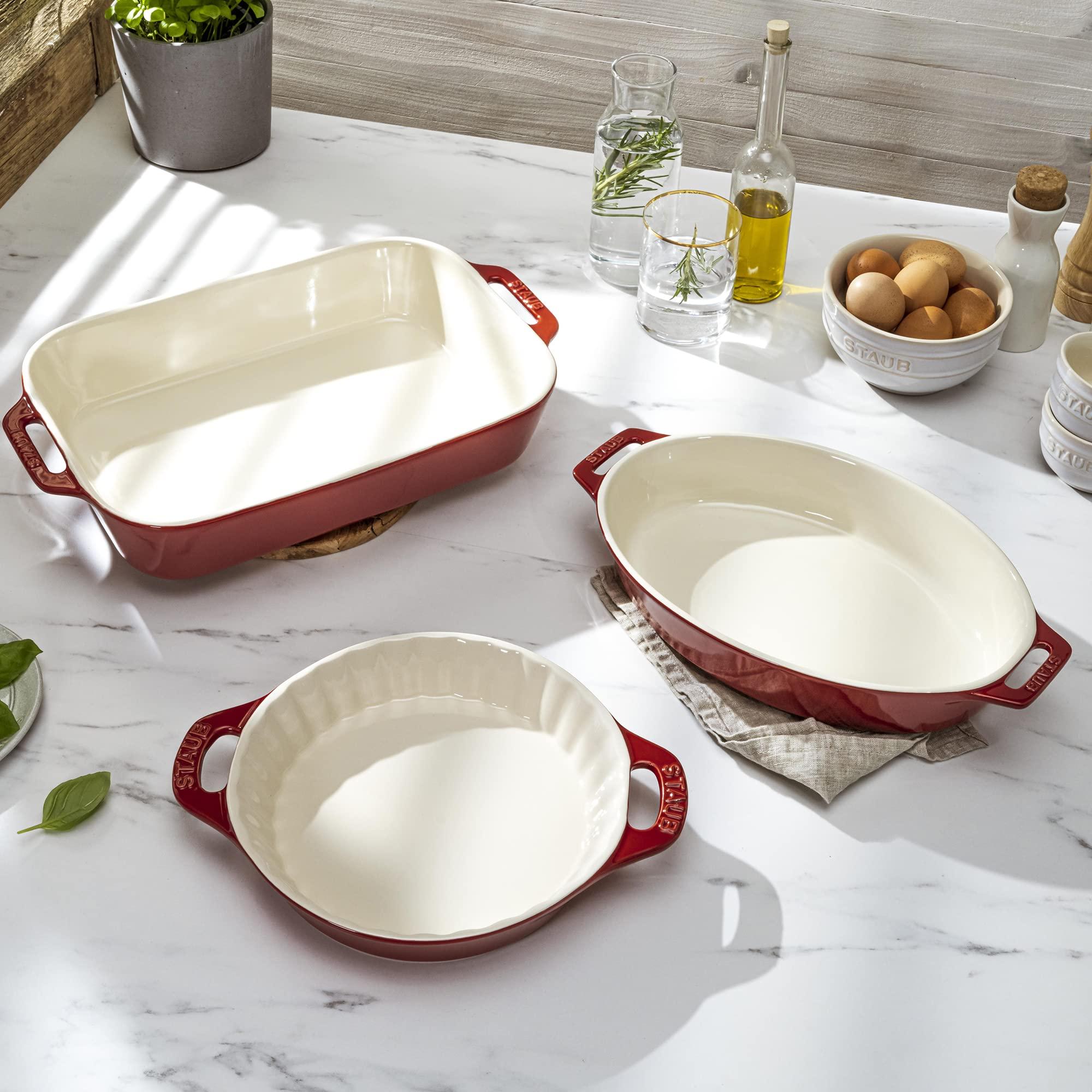 STAUB STAUB Ceramics Bakeware-Pie-Pans Dish, 9-inch, Cherry