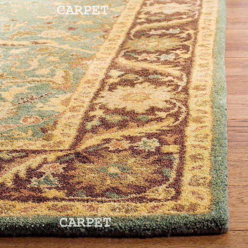 Indian Carpet and Arts Indian Carpet and Arts Premium Quality Collection of Handmade Traditional Oriental Wool Rug, Ideal for High Traffic Areas in Living Room Bedroom & Hallway Size - 7' x 10' Feet, Light Green Ground.