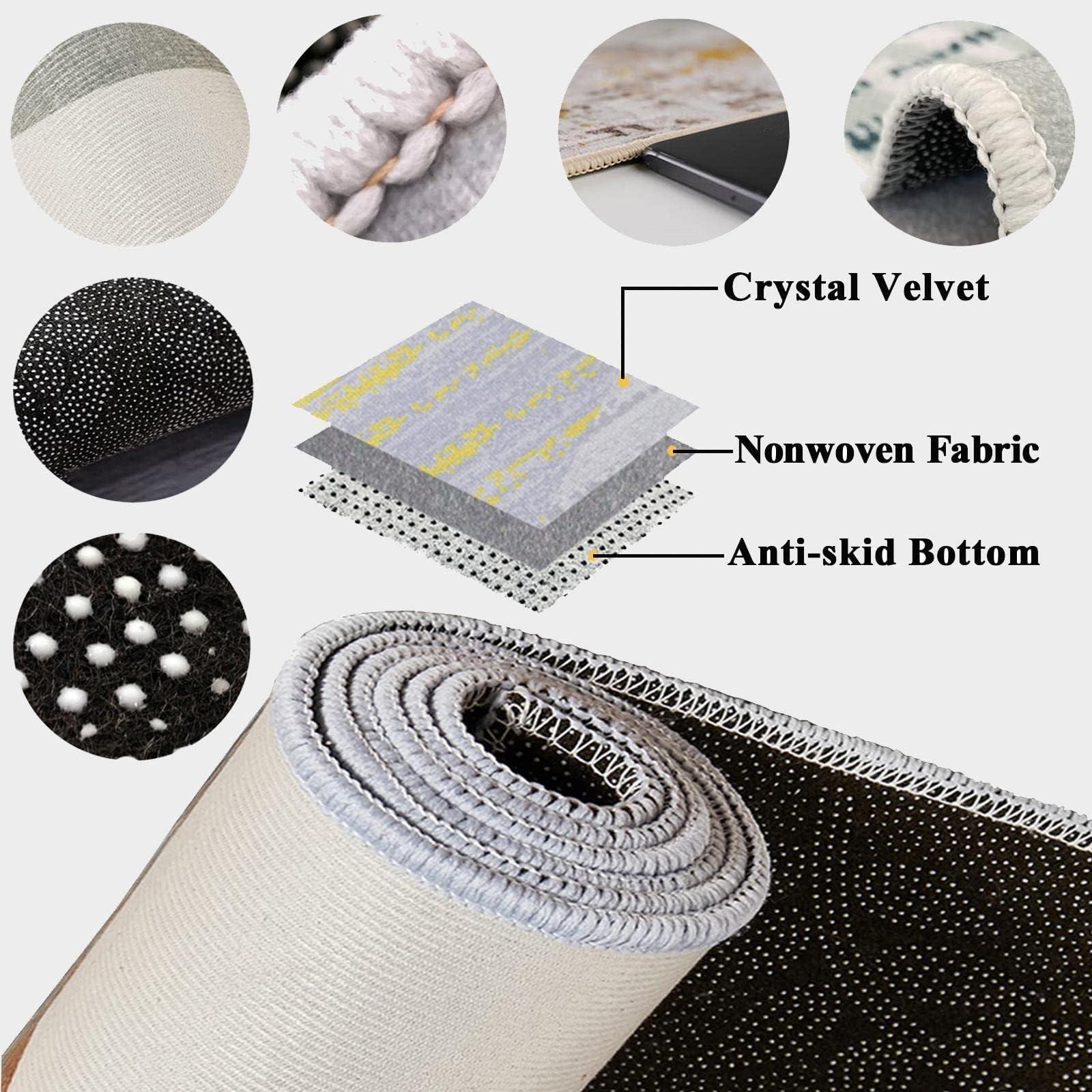 GIRTFU 7x10 Large Area Rugs Black and Gold Geometry Area Rugs for Living Room, Modern Marble Modern Rug with Double Sided Carpet Tape for Bedroom Men Room Decor