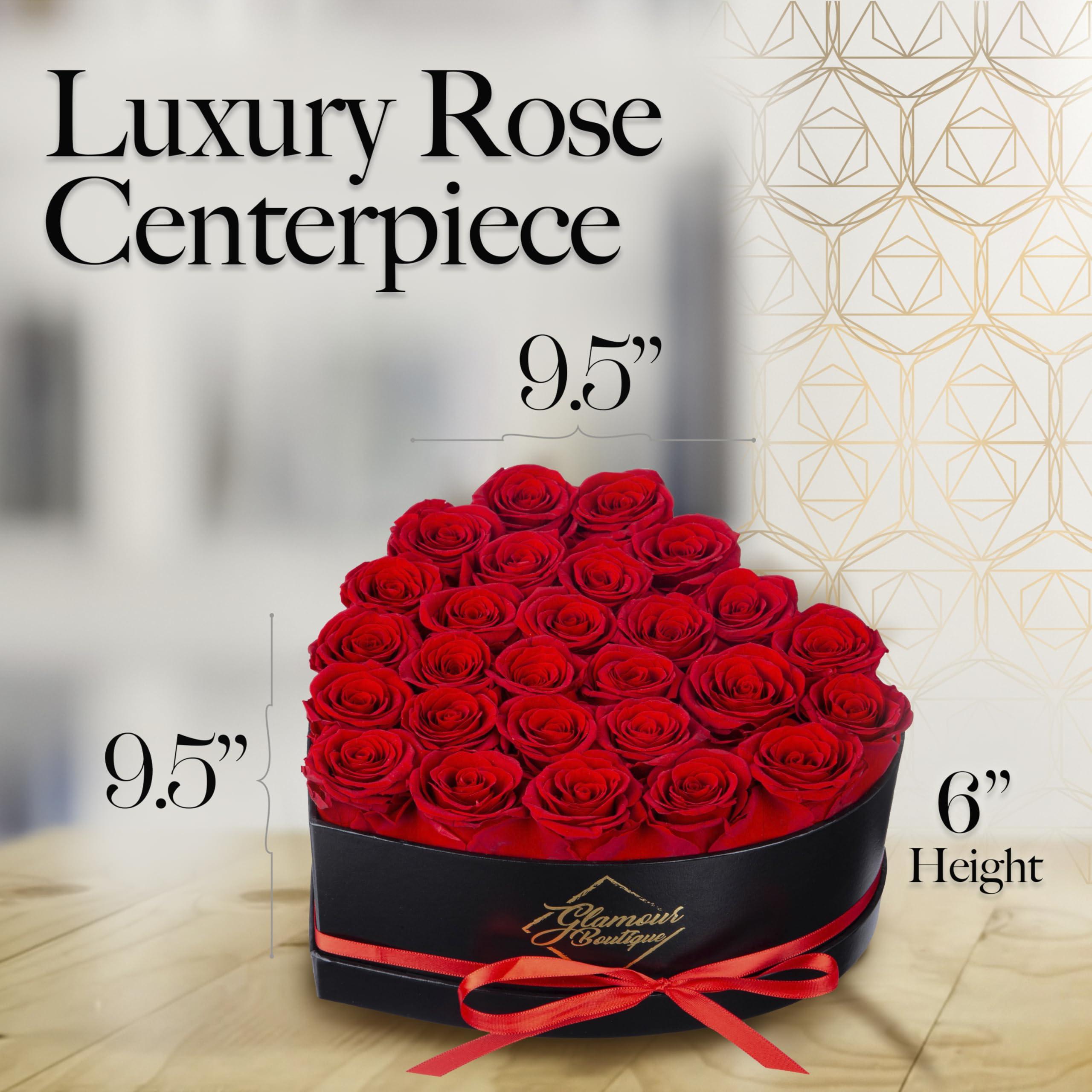 GLAMOUR BOUTIQUE GLAMOUR BOUTIQUE 27 Preserved Roses in a Heart Box - Flowers Forever Valentine\'s Day, Roses Forever for Women, Roses Forever in a Box, Birthday Gifts for Her, Red