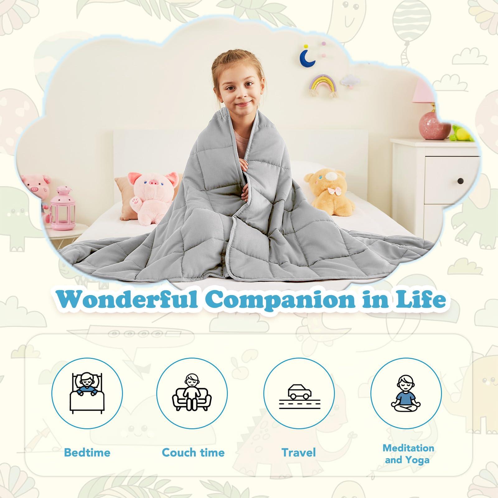 CuteKing CuteKing Weighted Blanket - Weighted Blanket with Premium Glass Beads - Breathable Heavy Blanket for Comfort Sleep - Thick Blanket All Season (7lbs, 40\"x60\", Twin, Light Grey)