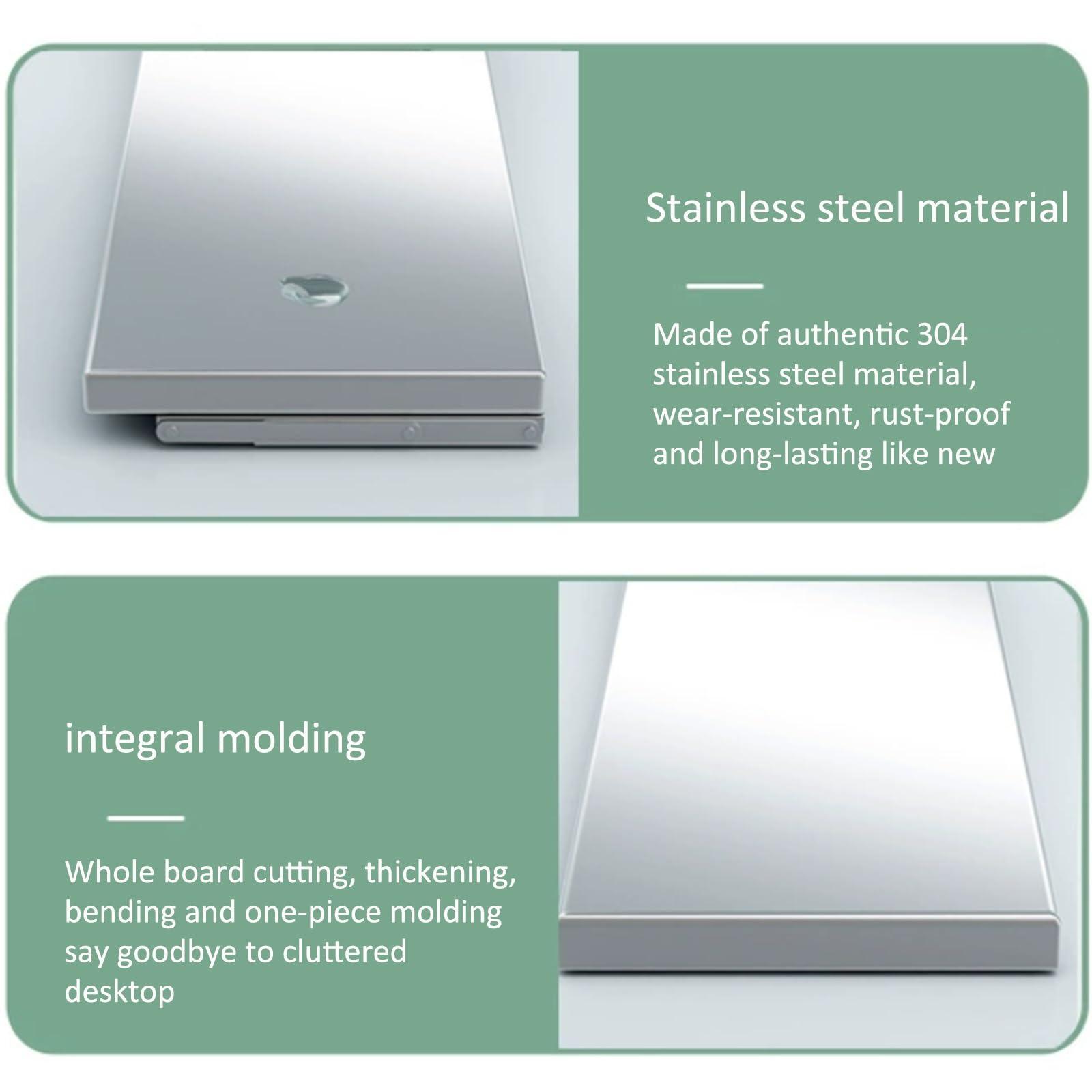 Yidlkecqey Folding Table Wall Mounted Folding Table Wall Mounted Desk,Foldable, Made Stainless Steel, Thickened Folding Bracket,Stainless Steel Wire Drawing Process,304 stainless steel folding table(Size:70*35cm