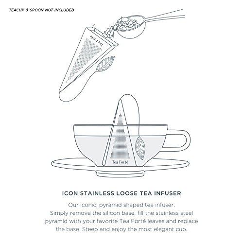 Tea Forte Tea Forte Icon Stainless Steel Loose Leaf Tea Infuser, Extra Fine Strainer with Silicone Leaf and Base