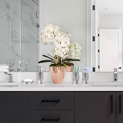 Blue Donuts Blue Donuts Bathroom Accessories Set, Toothbrush Holder, Soap Dispenser, Silver, Ceramic, 4 Piece