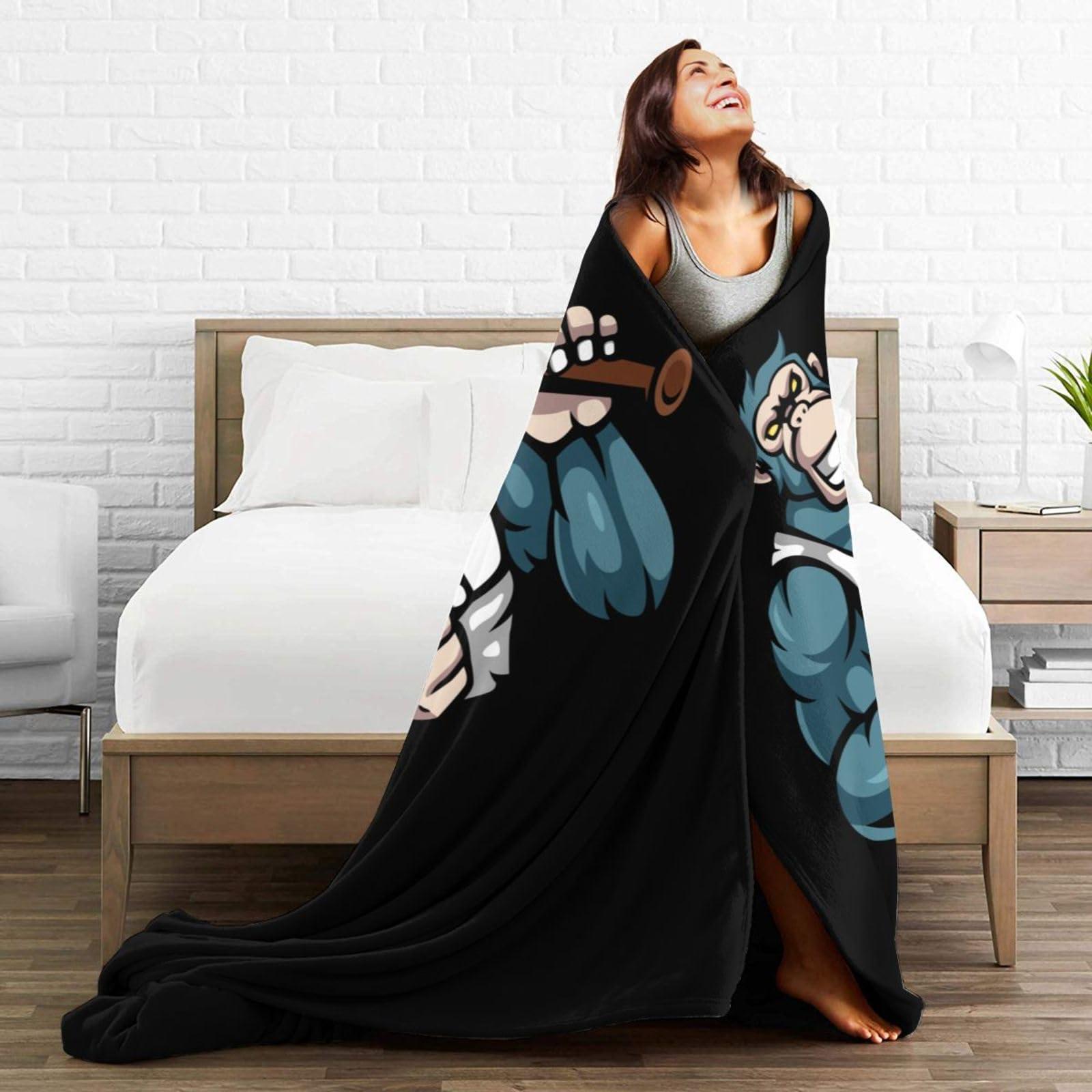 LIFANGMI Overbearing Monkey with Baseball Bat Throw Blanket for Couch Super Soft Cozy Chair Bed Blanket 40\"x30\" Flannel Throw Blankets