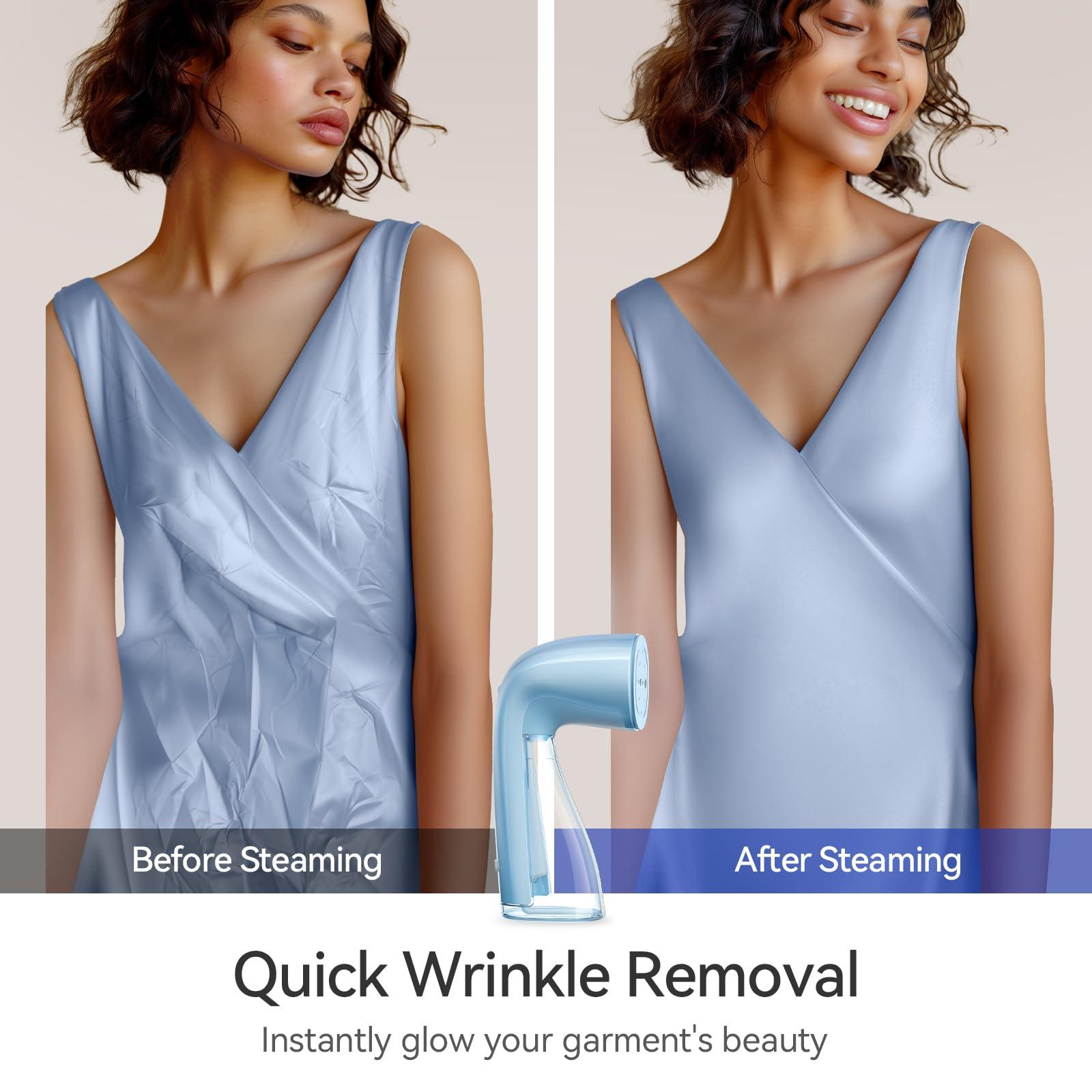 HiLIFE HiLIFE Steamer for Clothes, 1100W Clothes Steamer with Large 300ml Tank, Handheld Clothing Steamer, Fabric Wrinkle Remover, Portable & Compact Travel Size Garment Steamer ONLY FOR 120V (Blue)