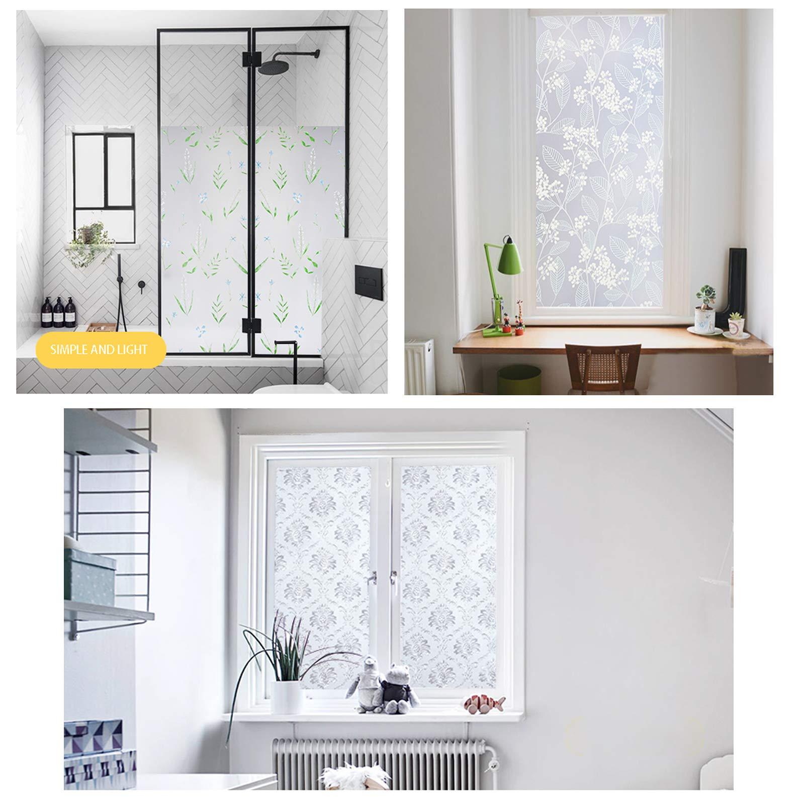 wangk wangk Frosted Privacy Window Film Self Adhesive Glass Frosting Film Static Cling Opaque Window Film for Home Bathroom Office (0.5 x 5m)-W-sea 0.5x3m