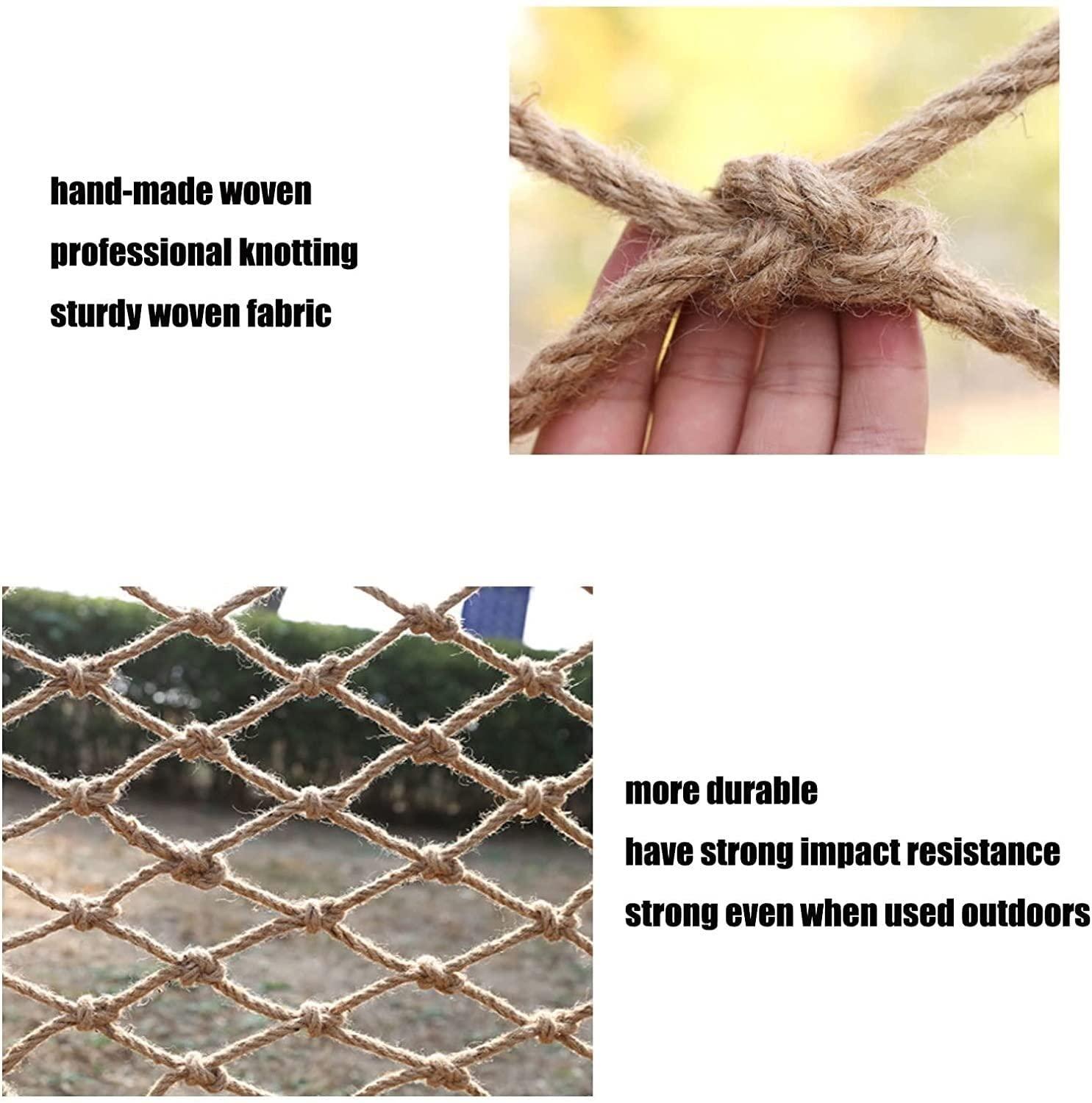 RZM RZM Heavy Duty Hemp Rope Cargo Nets - Outdoor Treehouse Fence Decor & Kids Safety Swing Rope Ladder (4 * 4m/13 * 13ft)