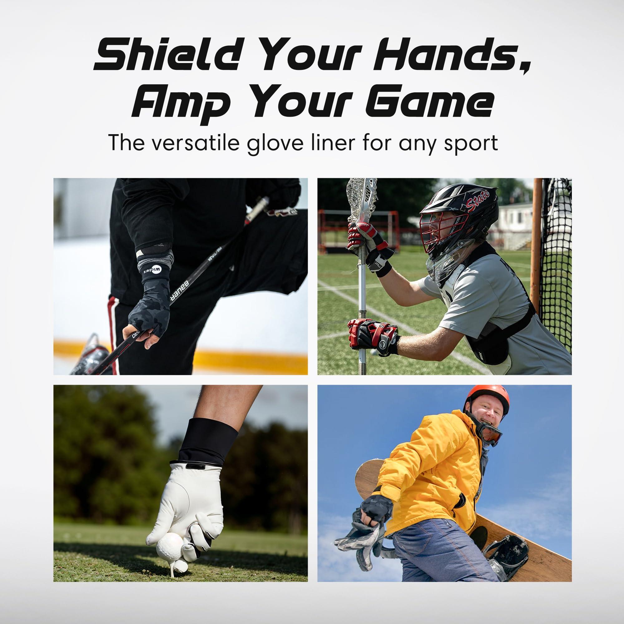 Wickers Wickers Fingerless Athletic Gloves Liners (Large, Gray), Gloves for Winter, Sport Gloves Liner, Lacrosse Glove Liners, Ski Glove Liners, Thin Glove Liners, Gloves Liner, Hockey Gloves Liners