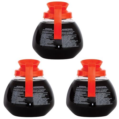 BUNN BUNN 12 Cup Commercial Glass Decanter with Handle (3 Pack), Orange