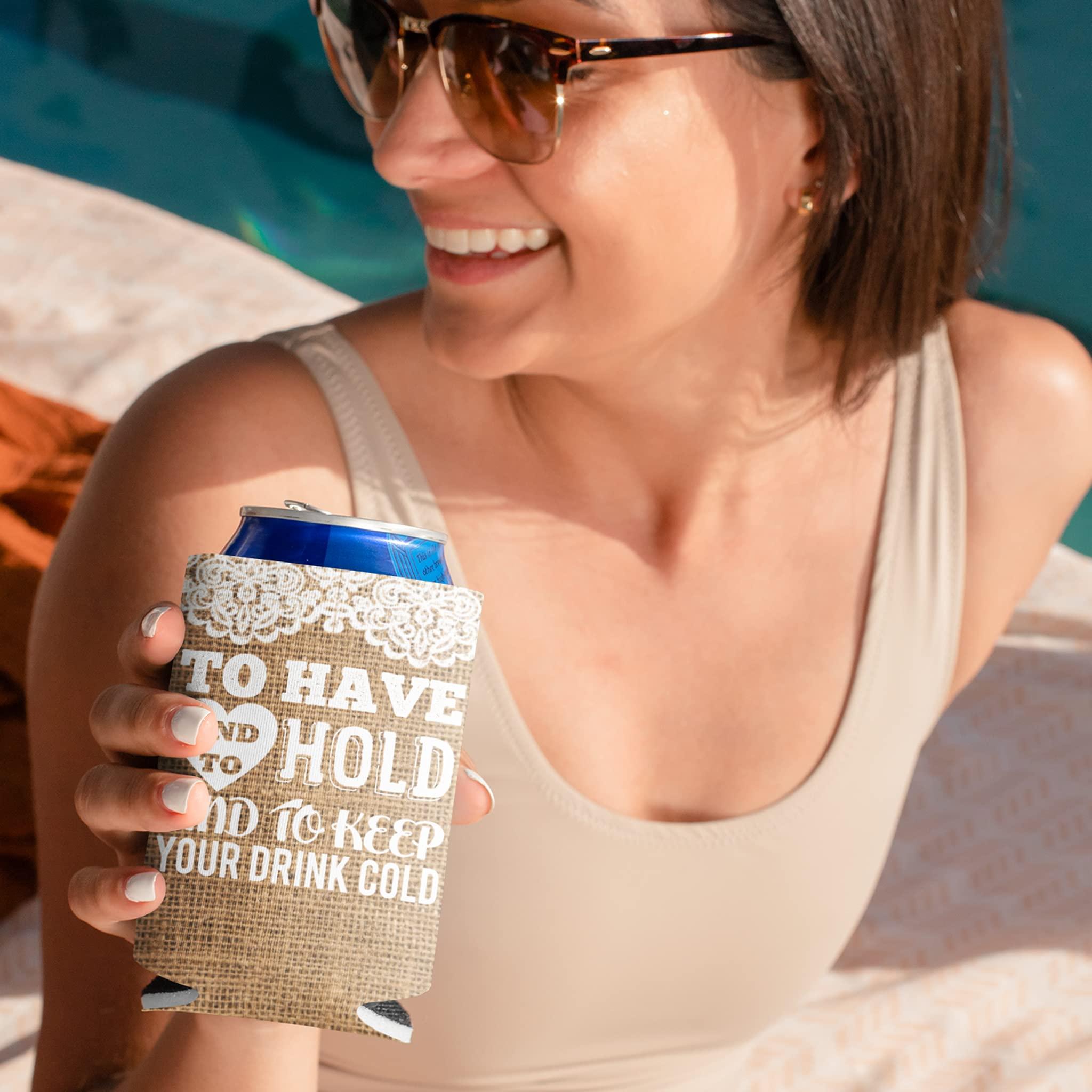 VictoryStore VictoryStore Can and Beverage Coolers: Custom Rustic Burlap To Have And To Hold Wedding Can Coolers (50)