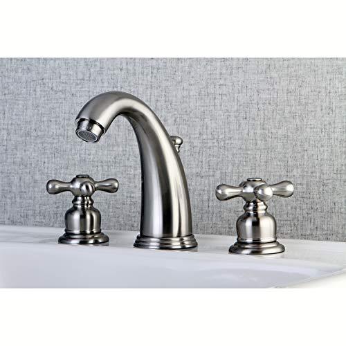 Kingston Brass Kingston Brass KB988AX Victorian Widespread Lavatory Faucet with Metal cross handle, Brushed Nickel