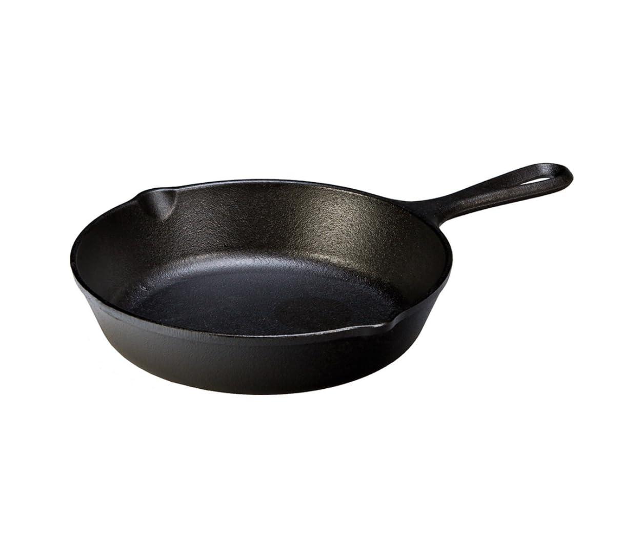 Lodge Lodge 8 Inch Cast Iron Pre-Seasoned Skillet Signature Teardrop Handle - Use in the Oven, on the Stove, on the Grill, or Over a Campfire, Black